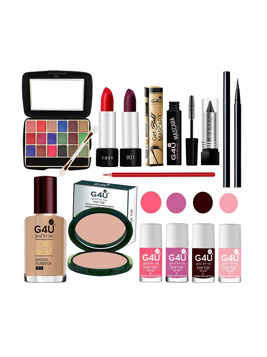 

G4U 13-In-1 Fair Skin makeup kit for women Professional makeup Set A165, Multi
