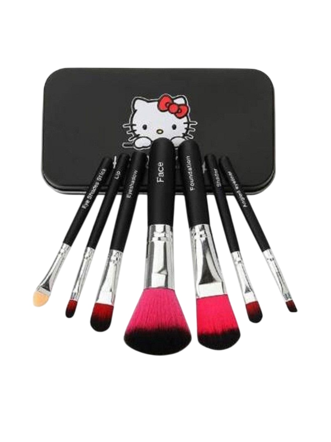 

Lenon Set Of 7 Soft Bristle Makeup Brushes With Box - Black