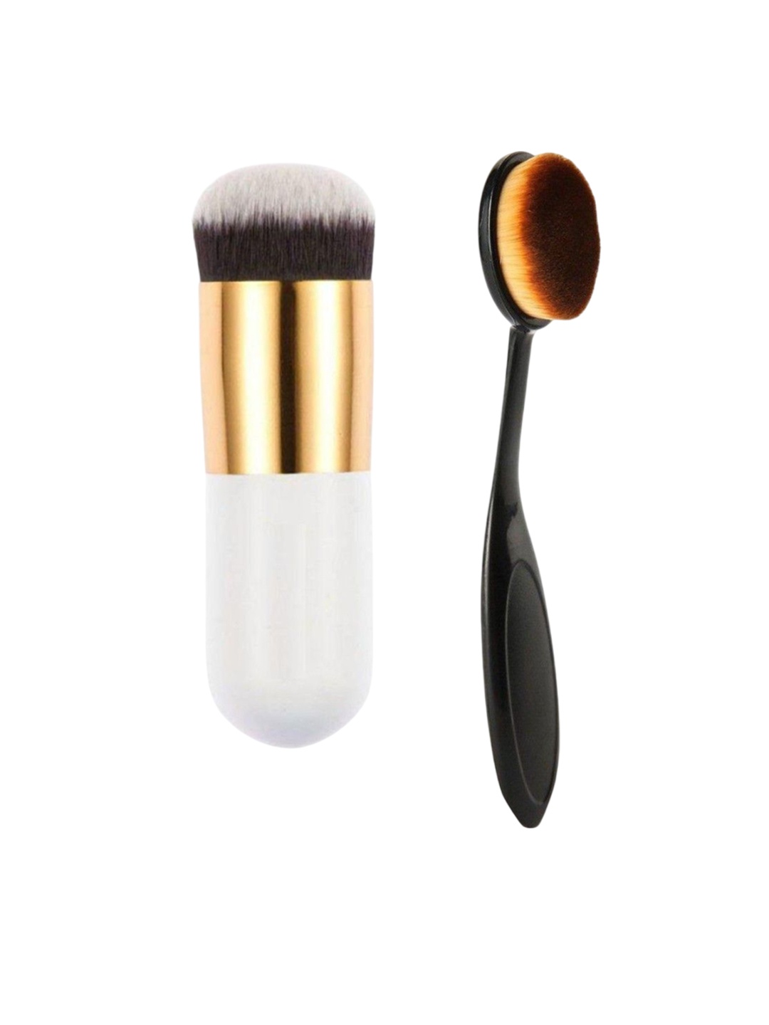 

Lenon Set Of 2 Oval And Bullet Foundation Brushes - Black And White