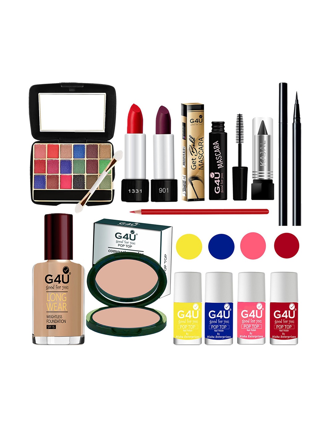 

G4U 13-In-1 Dusky Skin makeup kit for women Professional makeup Set A125, Multi