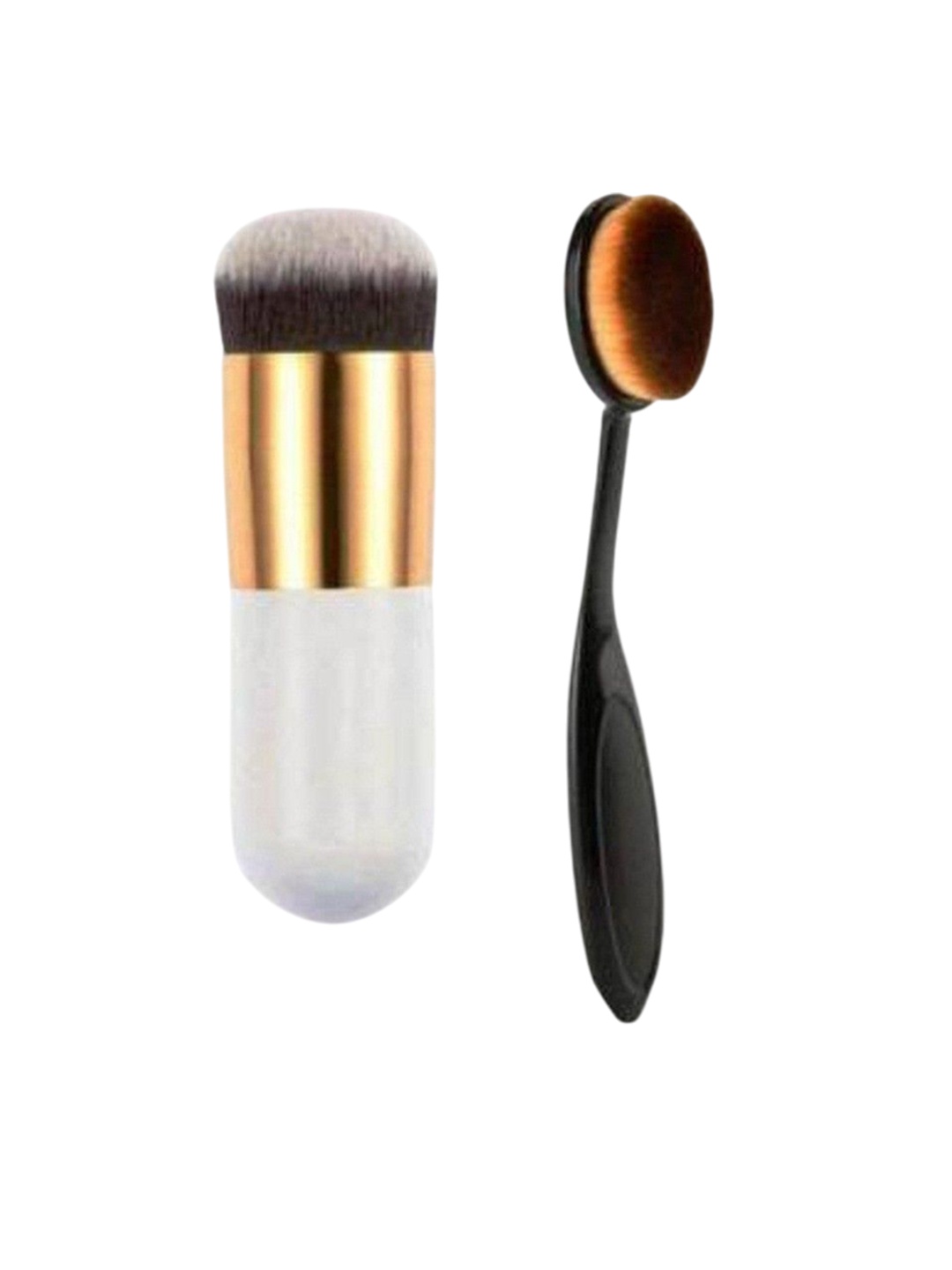 

Lenon Set Of 2 Oval And Bullet Foundation Brushes - Black & White