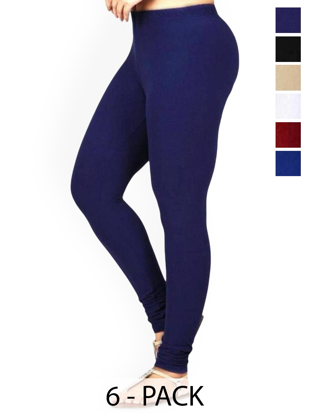 

PR PINK ROYAL Pack Of 5 Anti-Pilling Churidar Length Leggings, Black