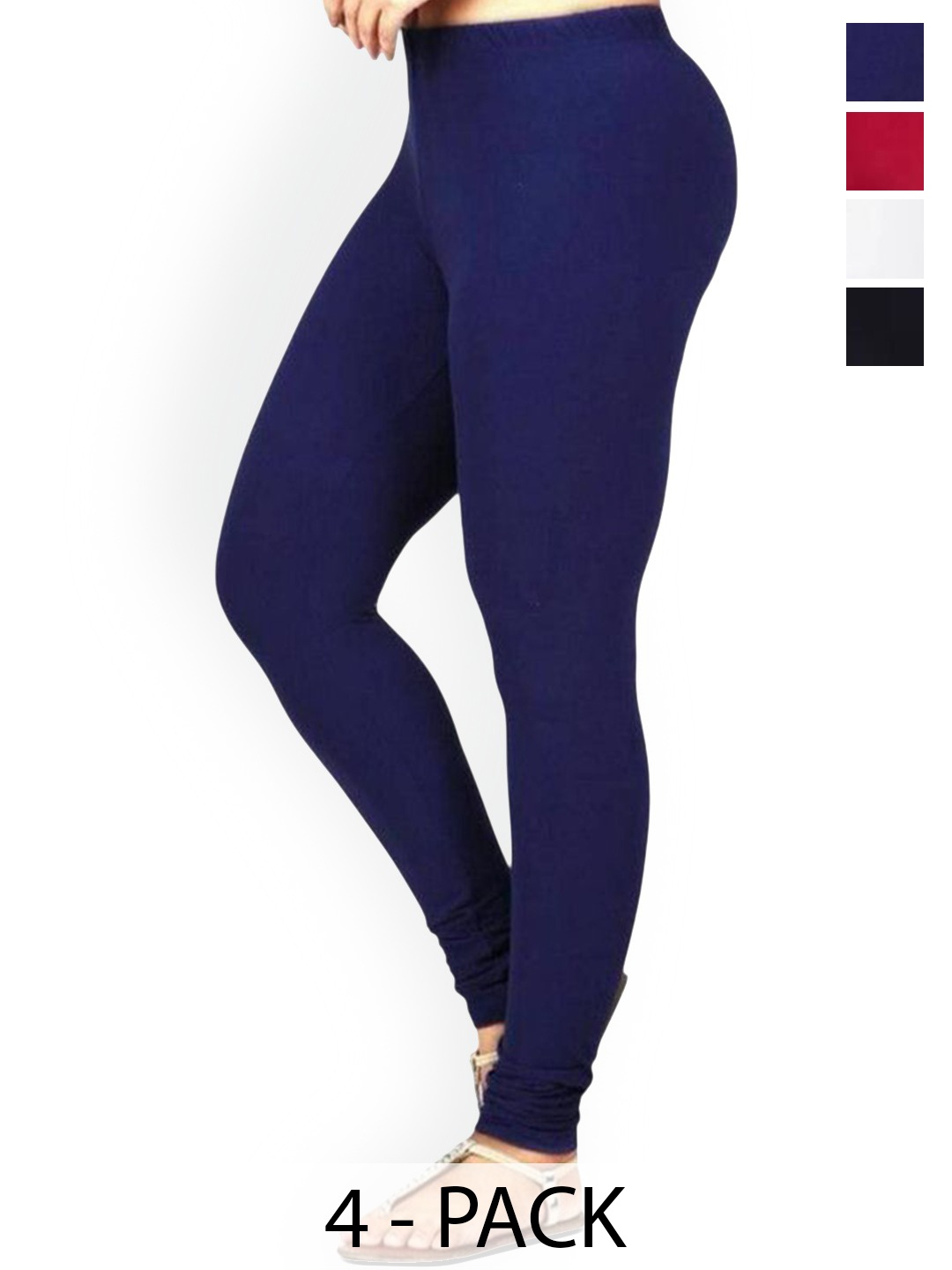 

PR PINK ROYAL Pack Of 3 Anti-Pilling Churidar Length Leggings, Black