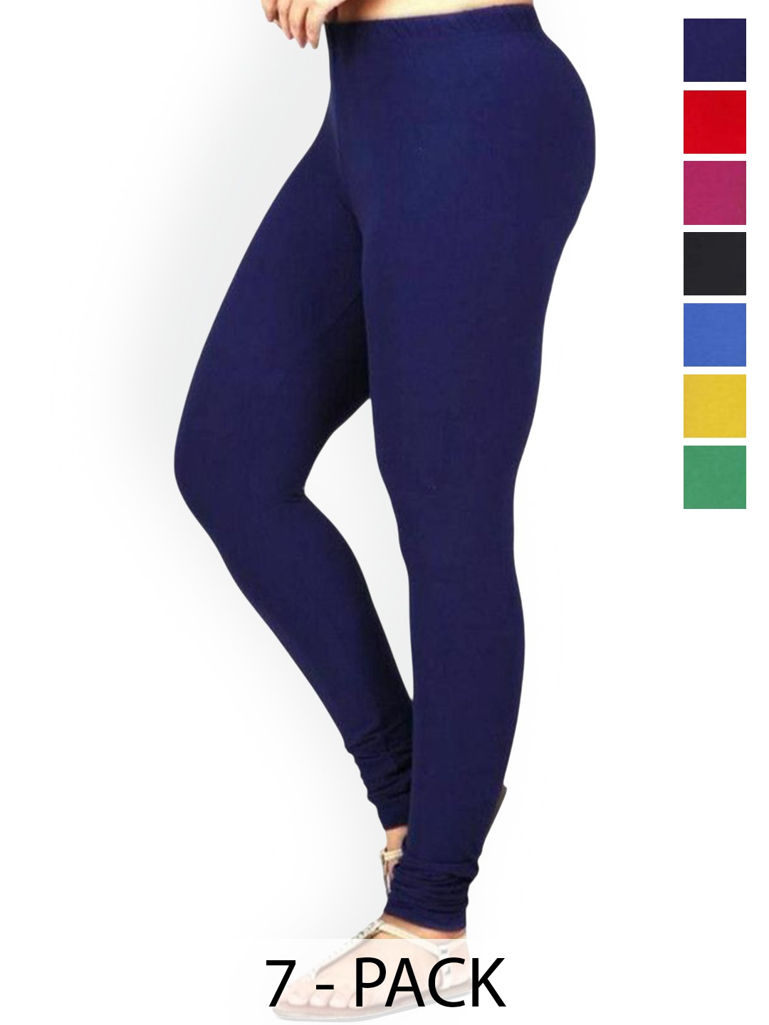 

PR PINK ROYAL Pack Of 6 Anti-Pilling Churidar Length Leggings, Green