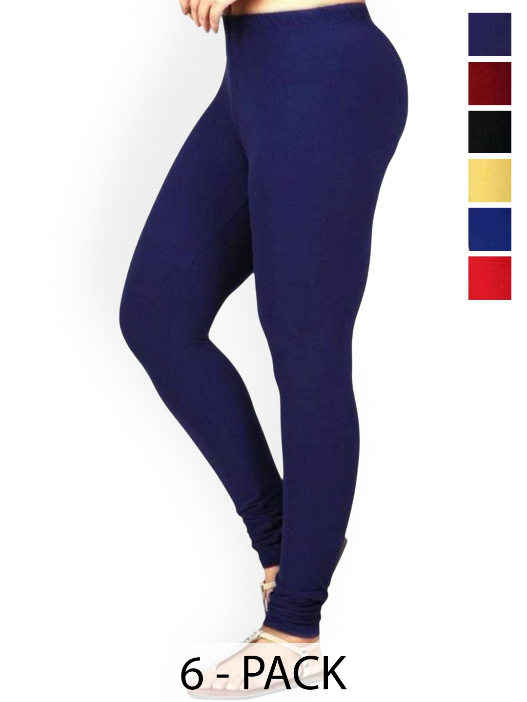 

PR PINK ROYAL Pack Of 5 Anti-Pilling Churidar Length Leggings, Red