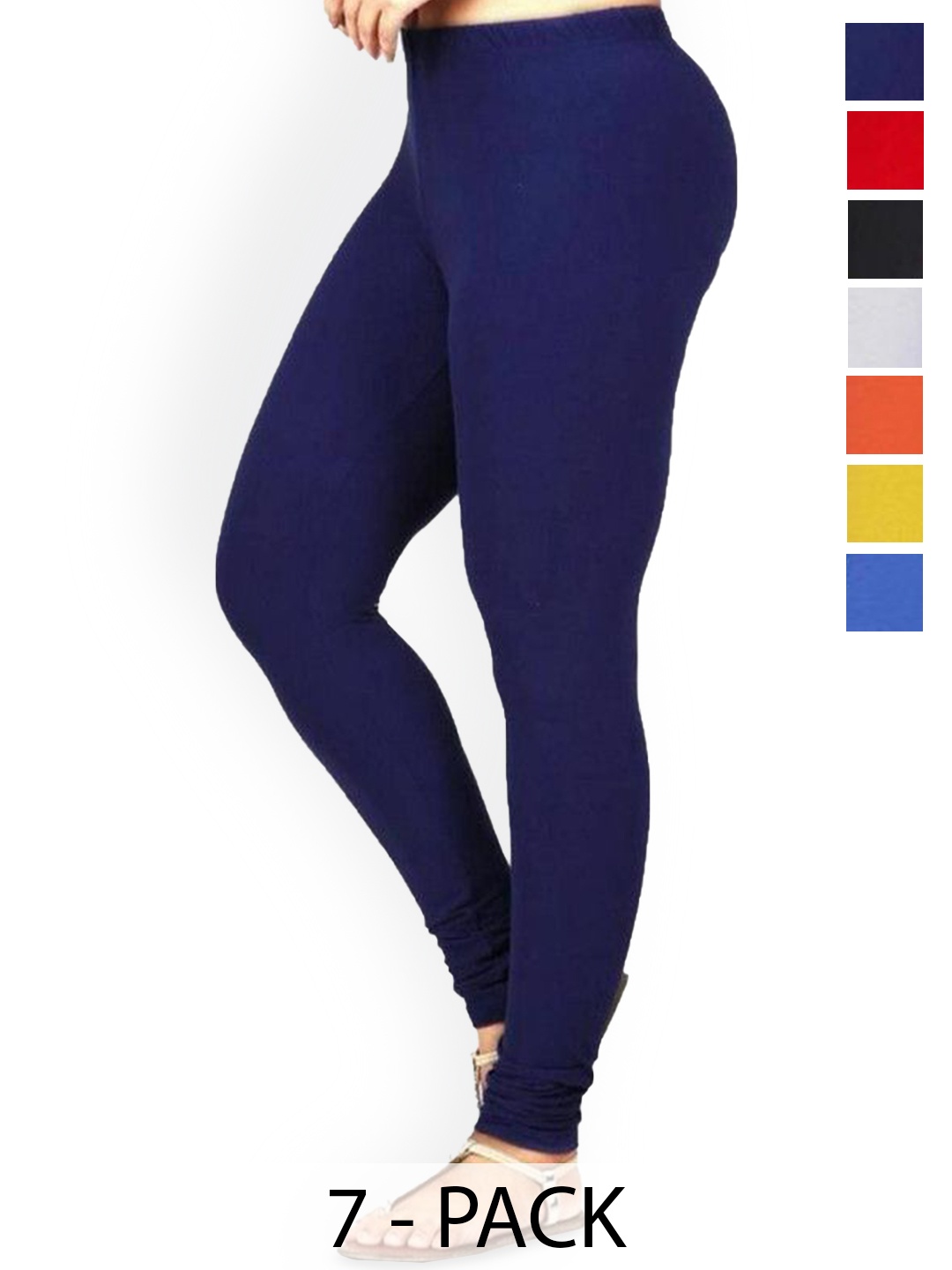 

PR PINK ROYAL Pack Of 6 Anti-Pilling Churidar Length Leggings, Blue
