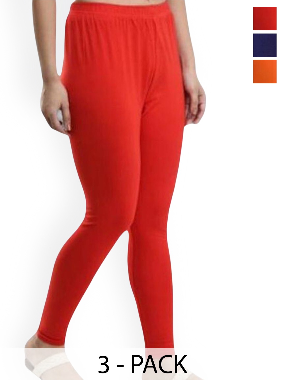 

PR PINK ROYAL Pack Of 2 Anti-Pilling Churidar Length Leggings, Orange