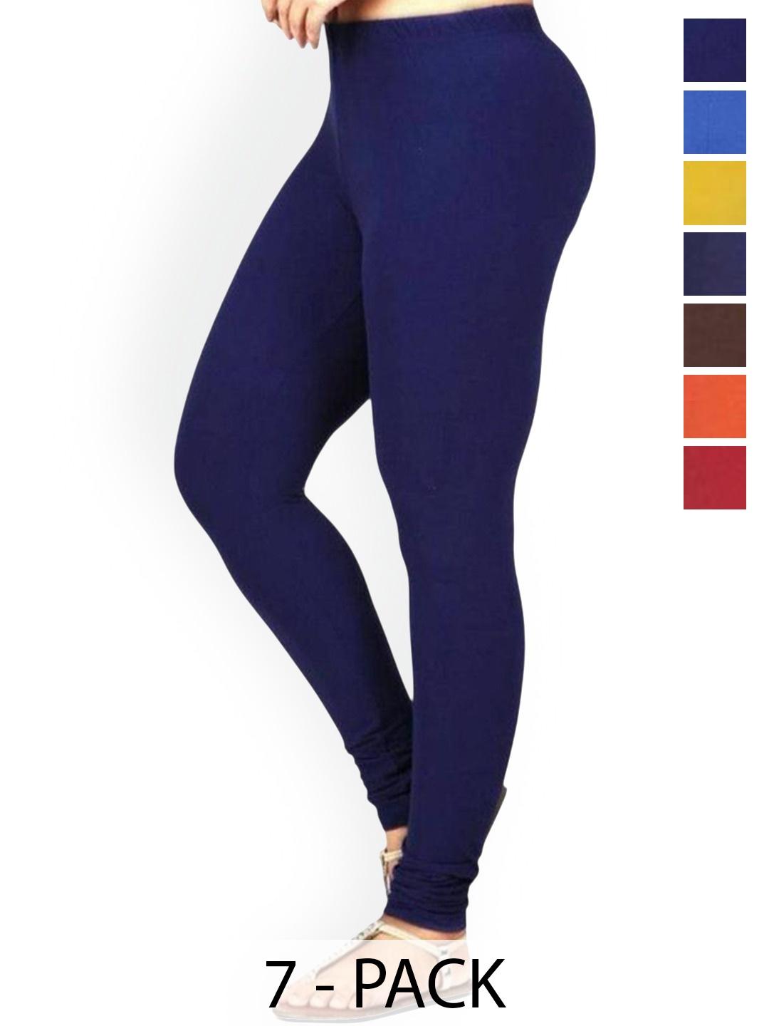

PR PINK ROYAL Pack Of 6 Anti-Pilling Churidar Length Leggings, Red