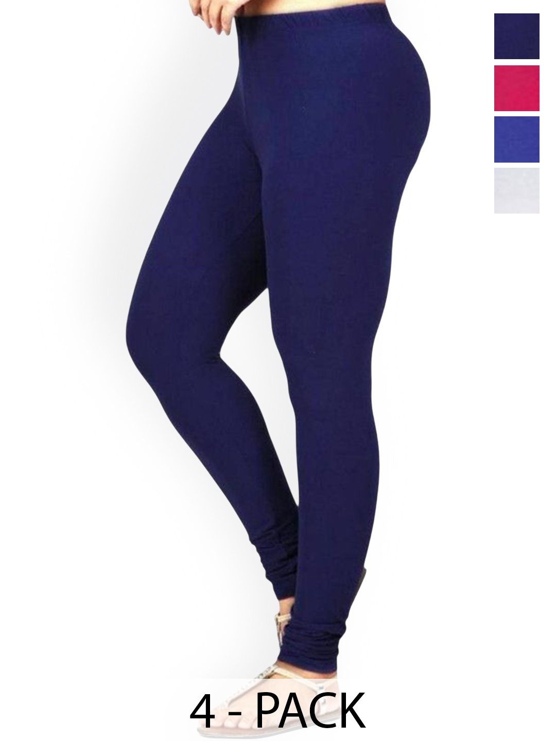 

PR PINK ROYAL Pack Of 4 Anti-Pilling Churidar Length Leggings, White