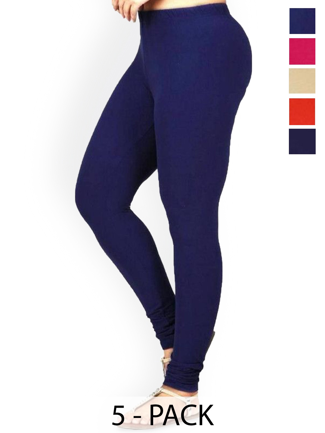 

PR PINK ROYAL Pack Of 4 Anti-Pilling Churidar Length Leggings, Navy blue