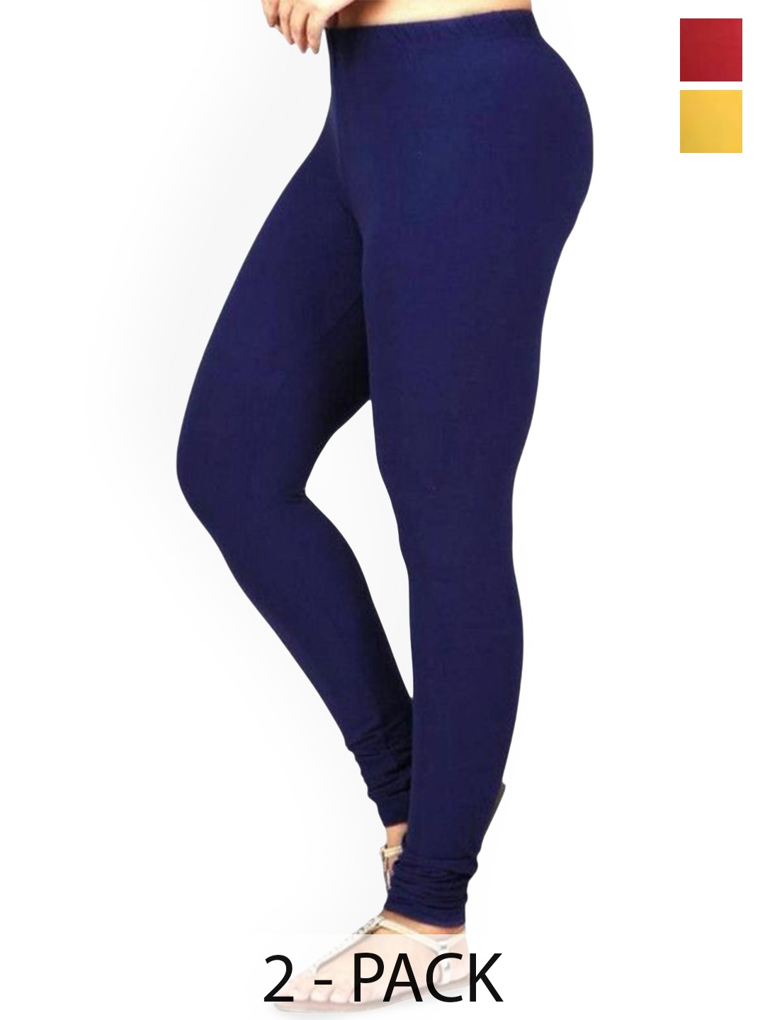 

PR PINK ROYAL Pack Of 2 Anti-Pilling Churidar Length Leggings, Red