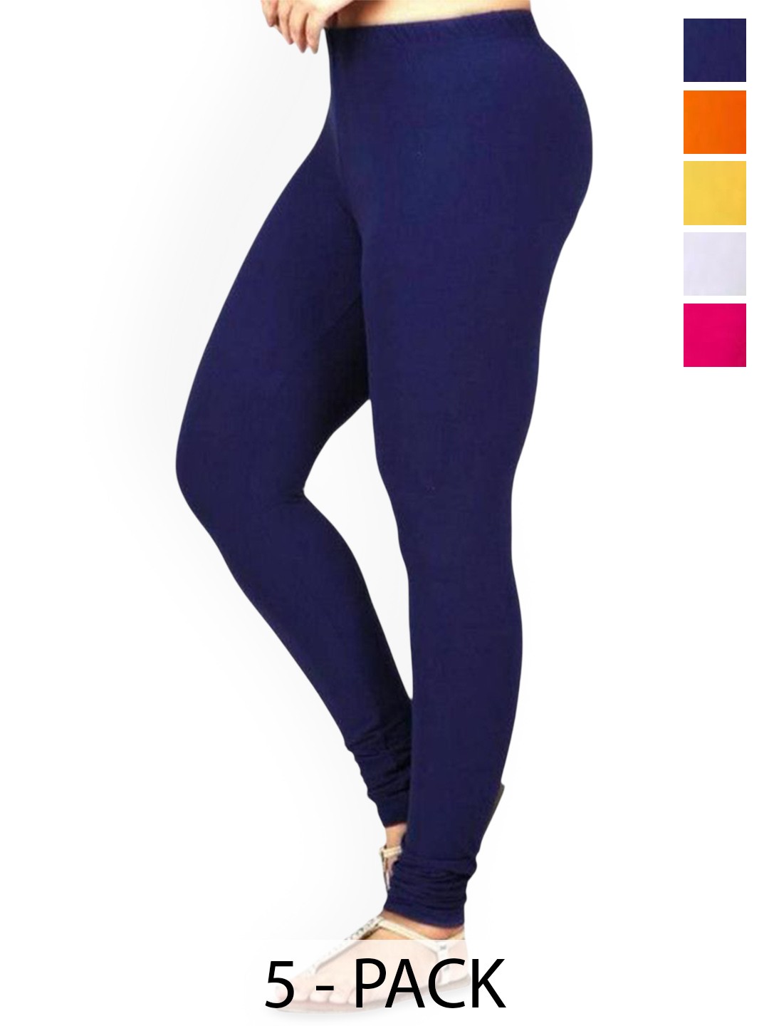 

PR PINK ROYAL Pack Of 5 Anti-Pilling Churidar Length Leggings, Orange