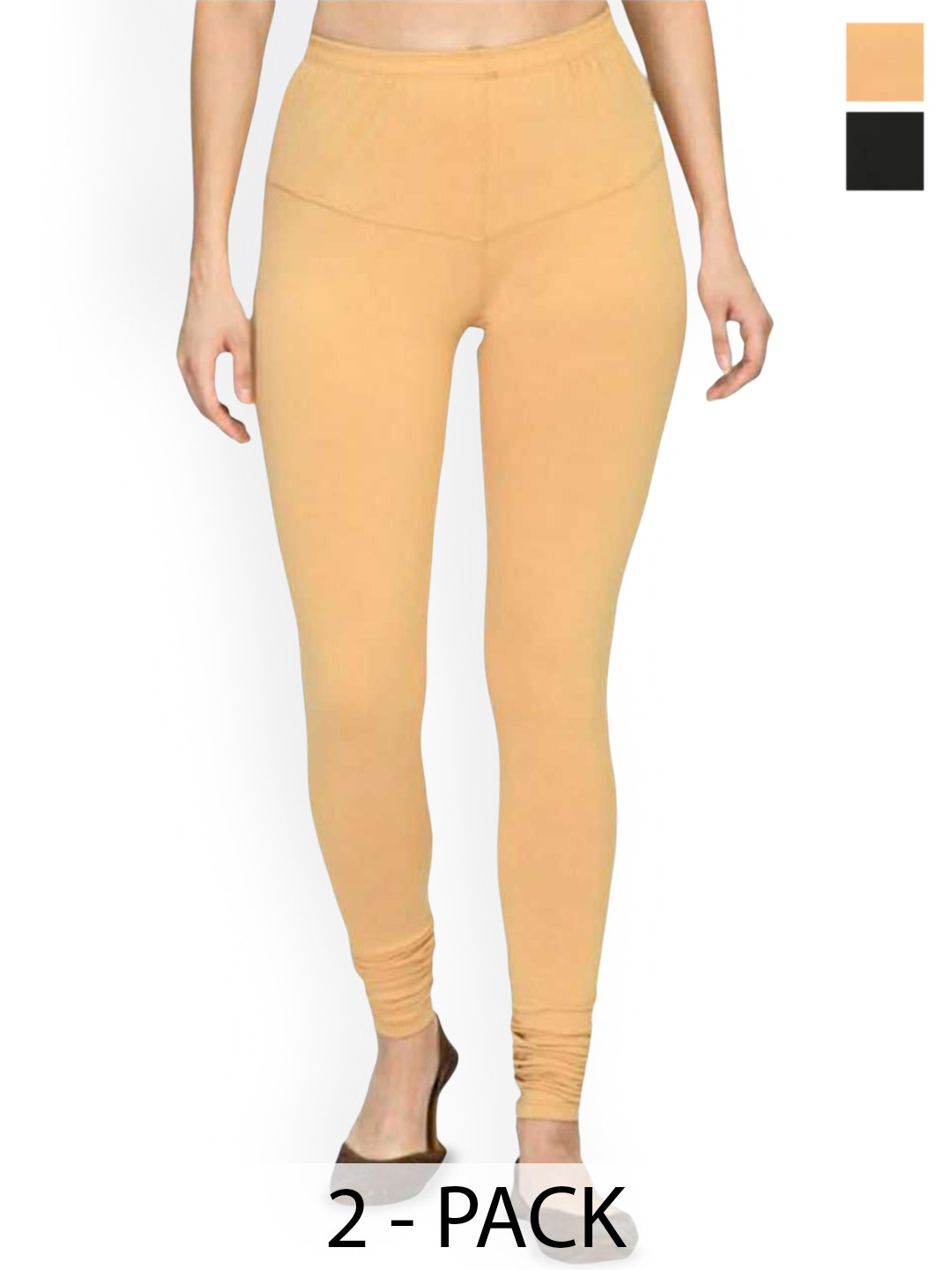 

PR PINK ROYAL Pack Of 2 Churidar-Length Leggings, Beige