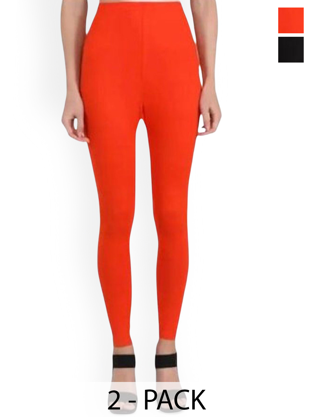

PR PINK ROYAL Pack Of 2 Anti-Pilling Churidar Length Leggings, Black