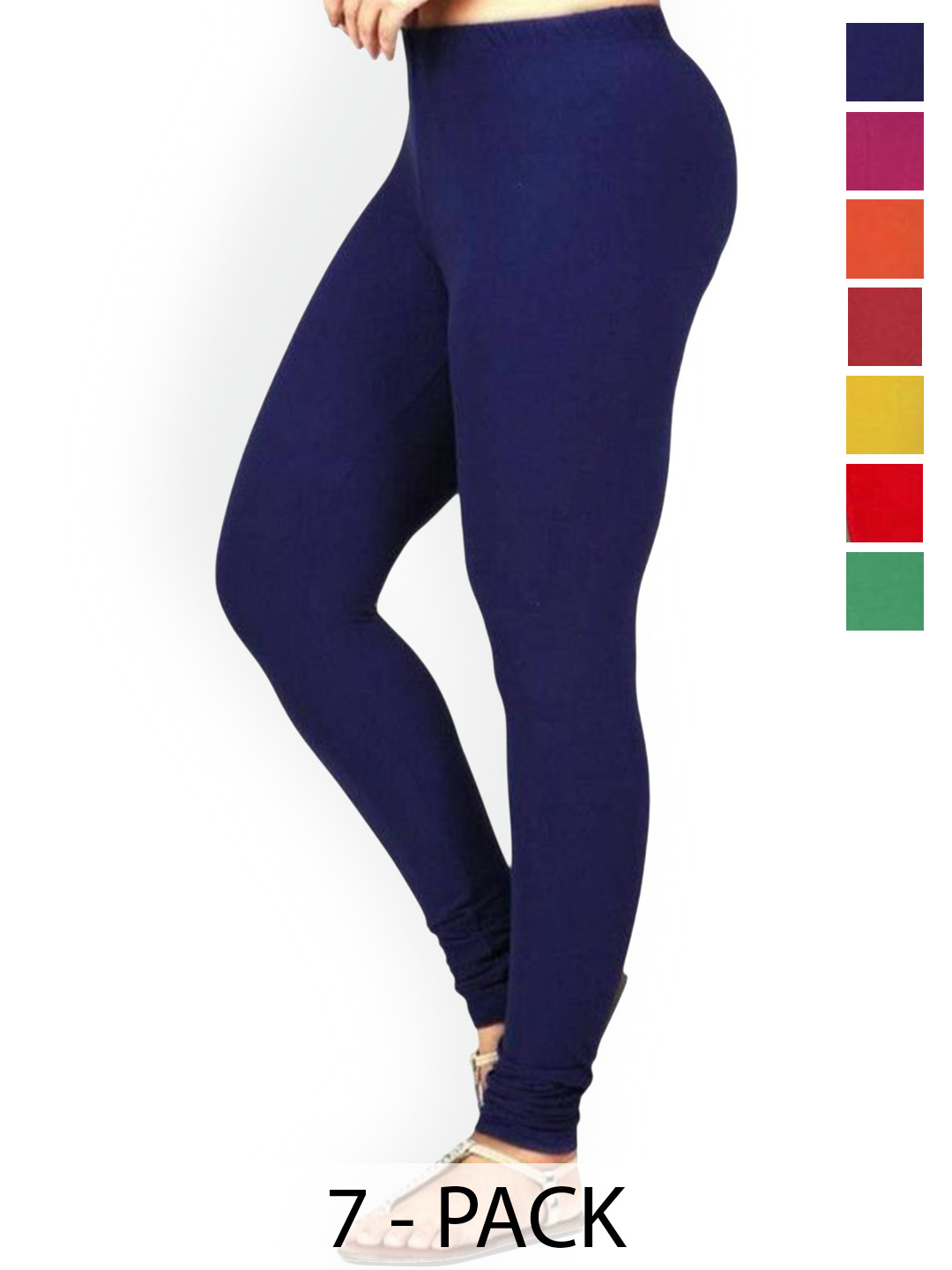 

PR PINK ROYAL Pack Of 6 Anti-Pilling Churidar Length Leggings, Green