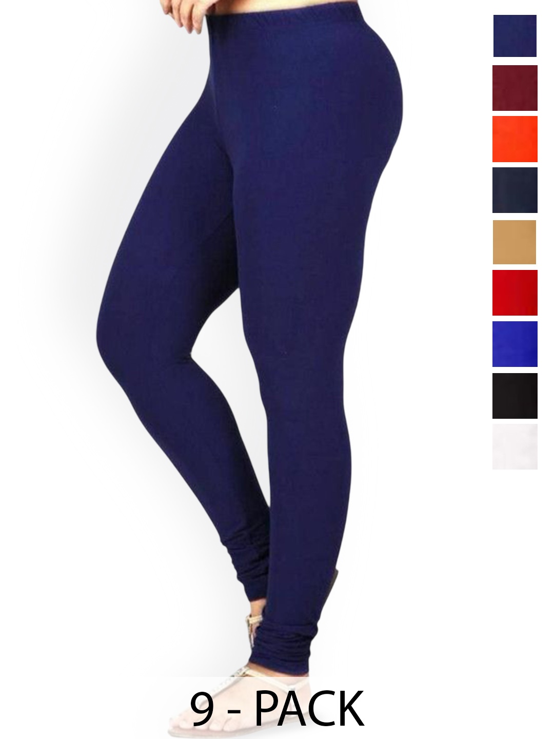 

PR PINK ROYAL Pack Of 8 Anti-Pilling Churidar Length Leggings, White