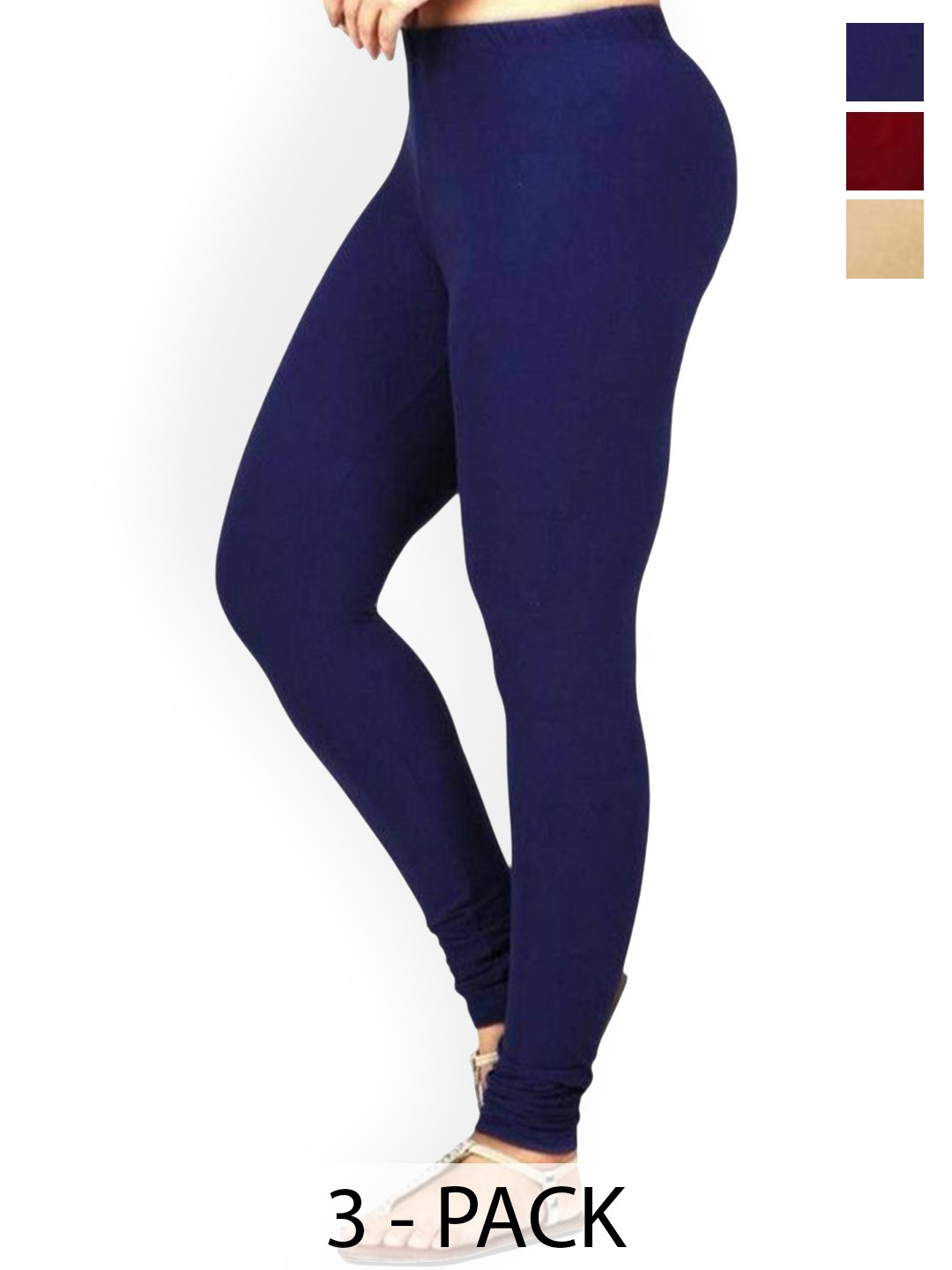 

PR PINK ROYAL Pack Of 2 Anti-Pilling Churidar Length Leggings, Beige