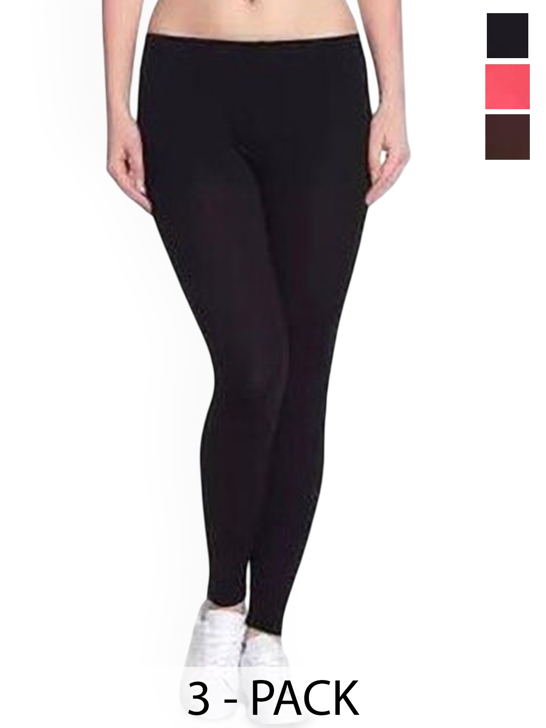 

PR PINK ROYAL Pack Of 3 Anti-Pilling Churidar Length Leggings, Brown