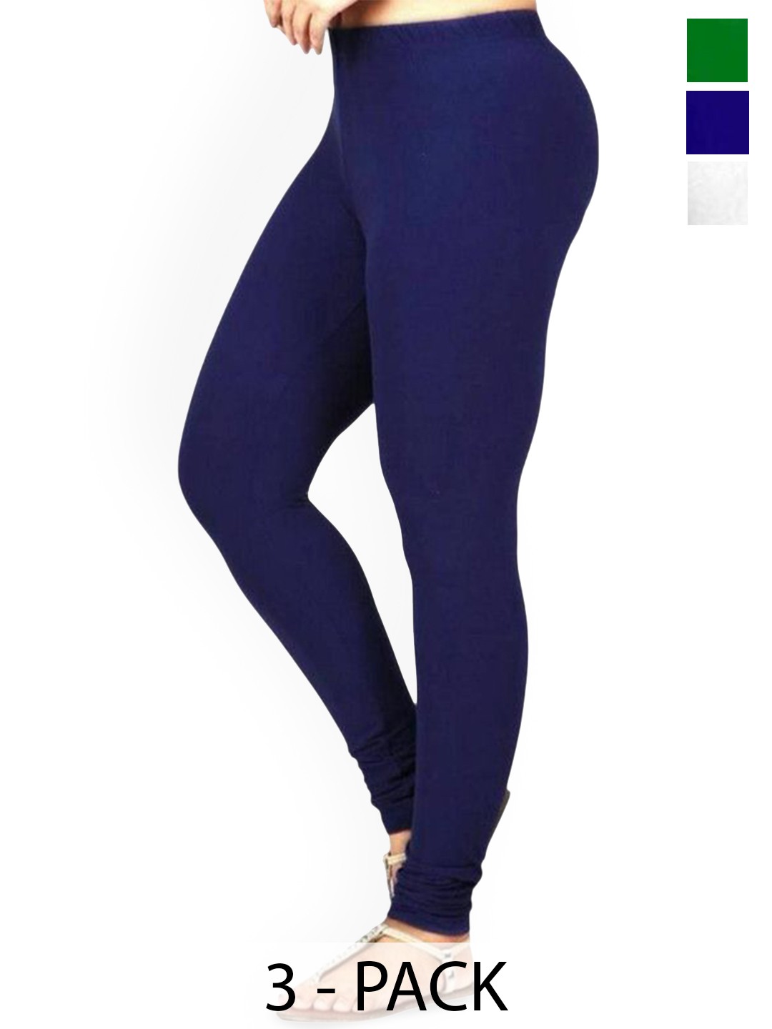 

PR PINK ROYAL Pack Of 3 Anti-Pilling Churidar Length Leggings, Green
