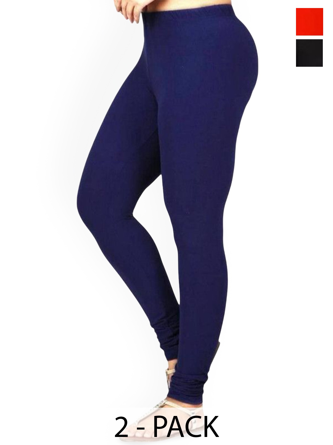 

PR PINK ROYAL Pack Of 2 Anti-Pilling Churidar Length Leggings, Red