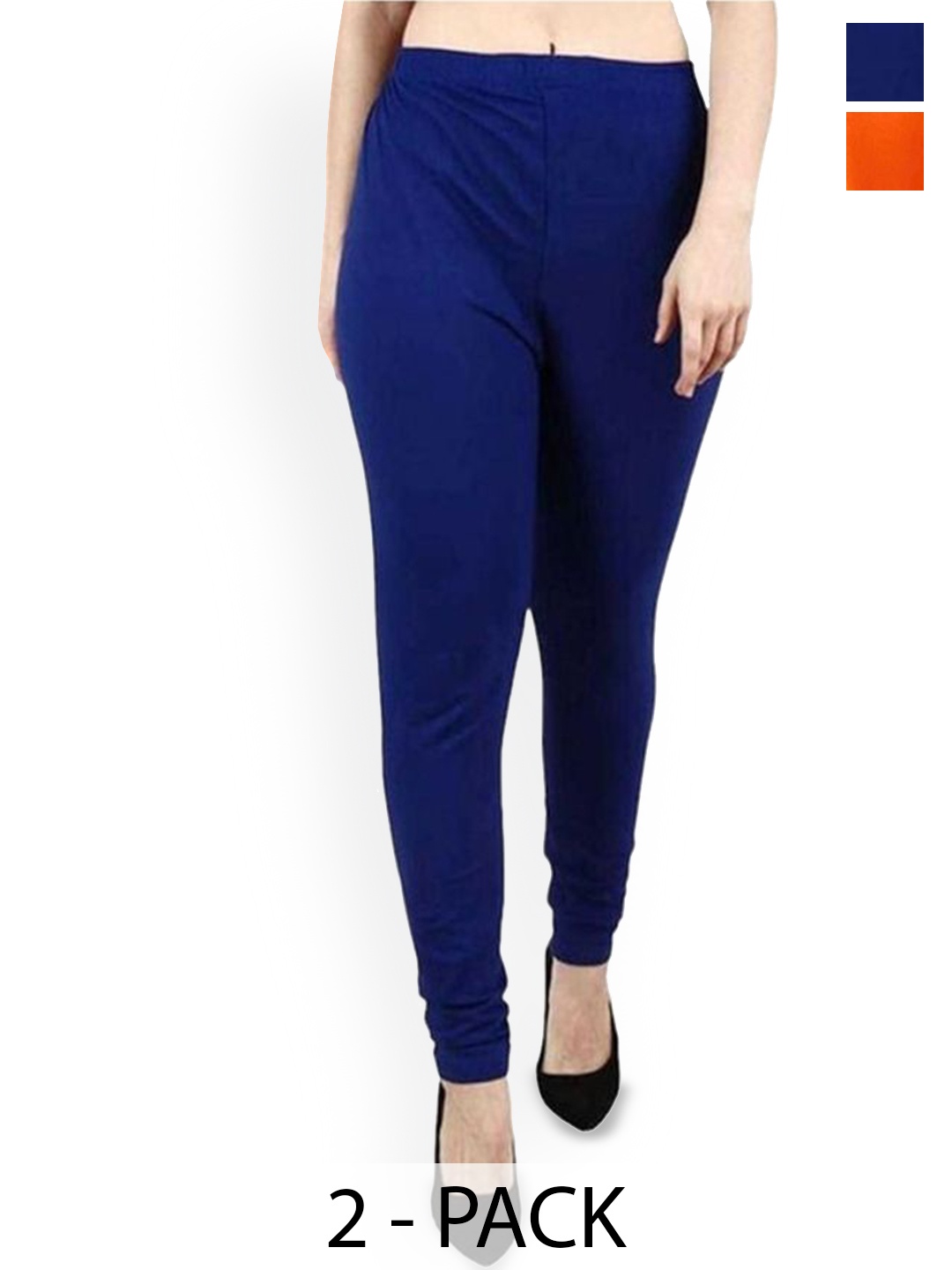 

PR PINK ROYAL Pack Of 2 Anti-Pilling Churidar Length Leggings, Orange