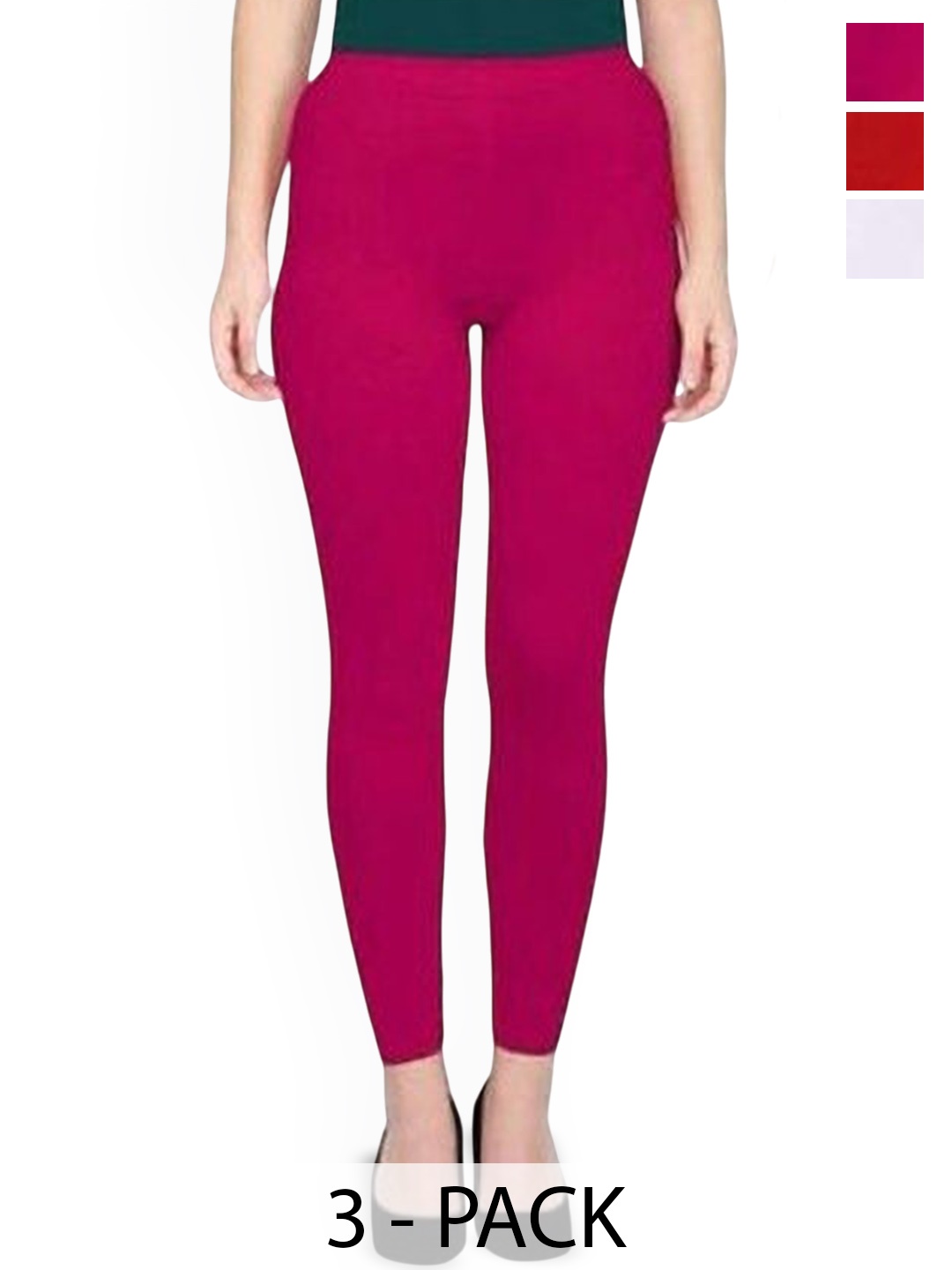 

PR PINK ROYAL Pack Of 3 Anti-Pilling Churidar Length Leggings, White