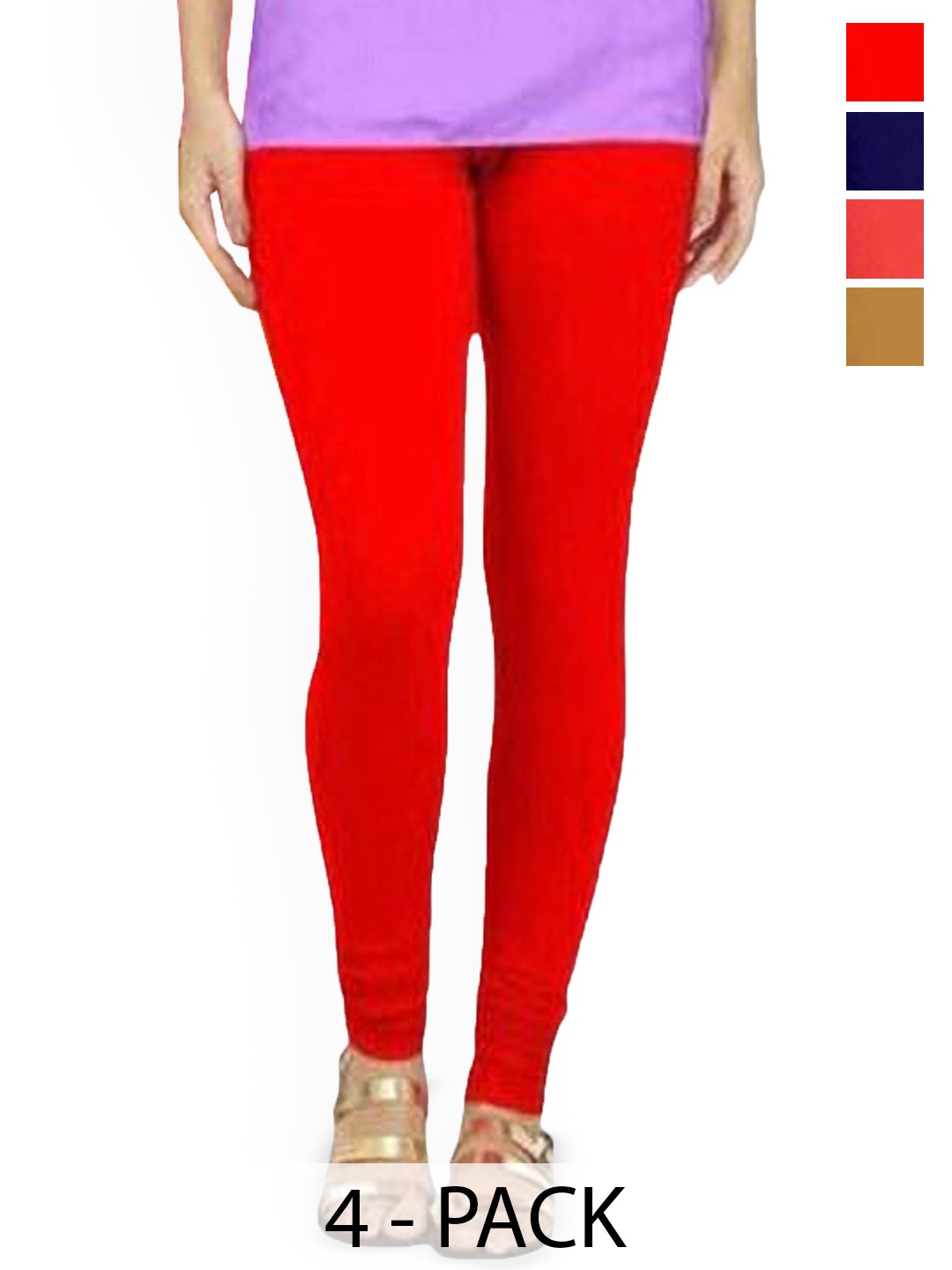 

PR PINK ROYAL Pack Of 4 Anti-Pilling Churidar Length Leggings, Navy blue