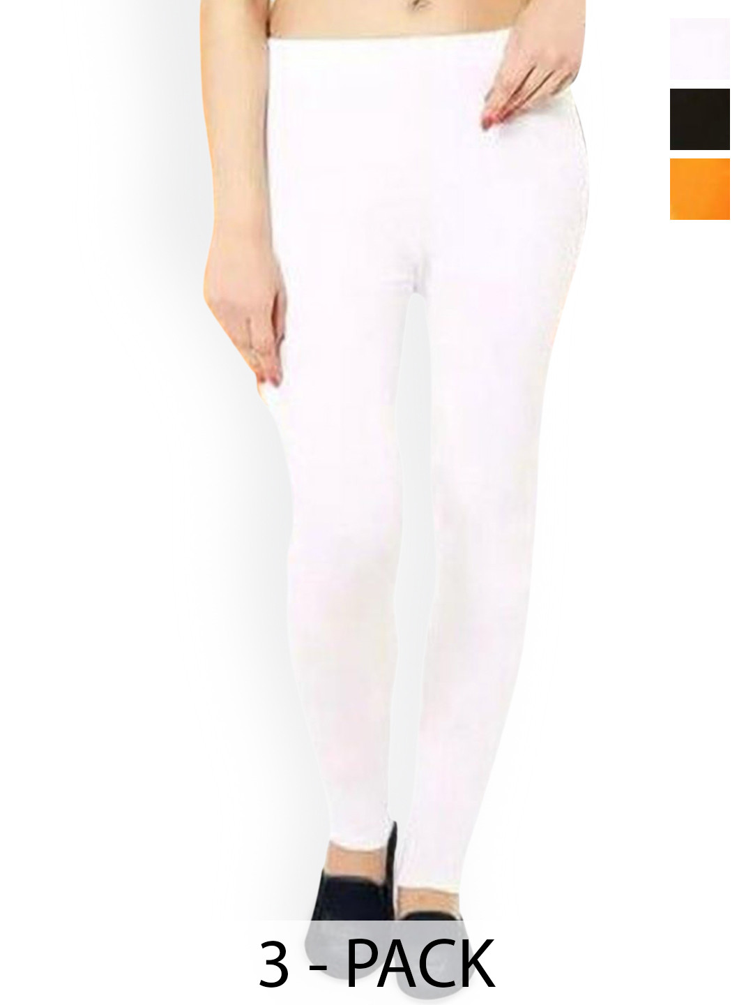 

PR PINK ROYAL Pack Of 3 Anti-Pilling Churidar Length Leggings, Yellow