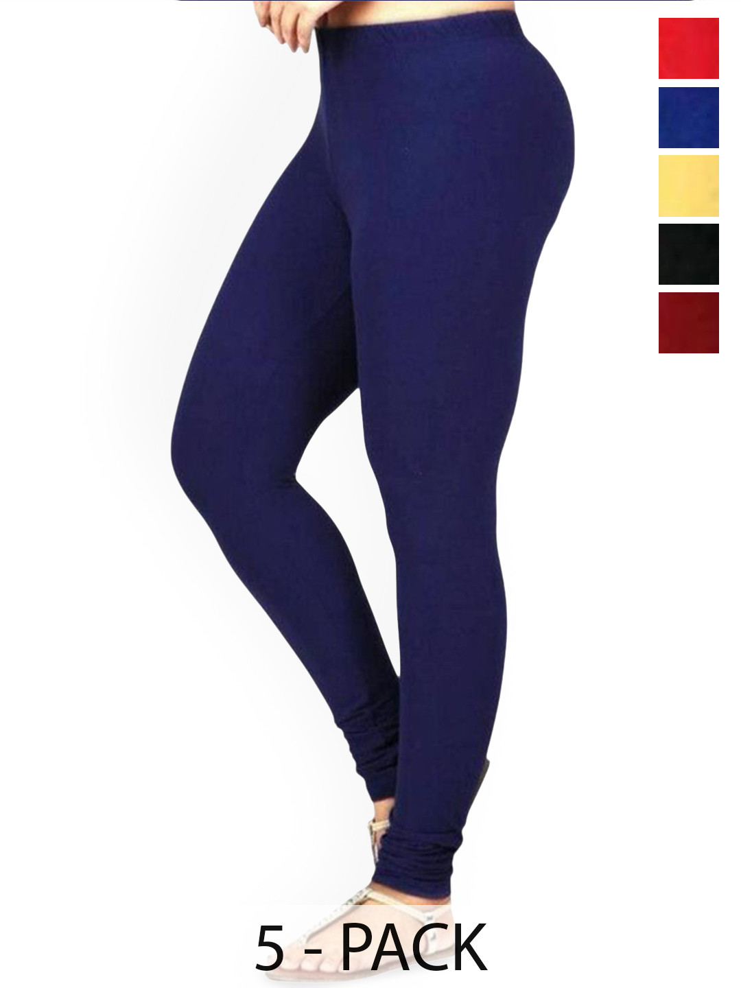 

PR PINK ROYAL Pack Of 5 Churidar-Length Leggings, Red