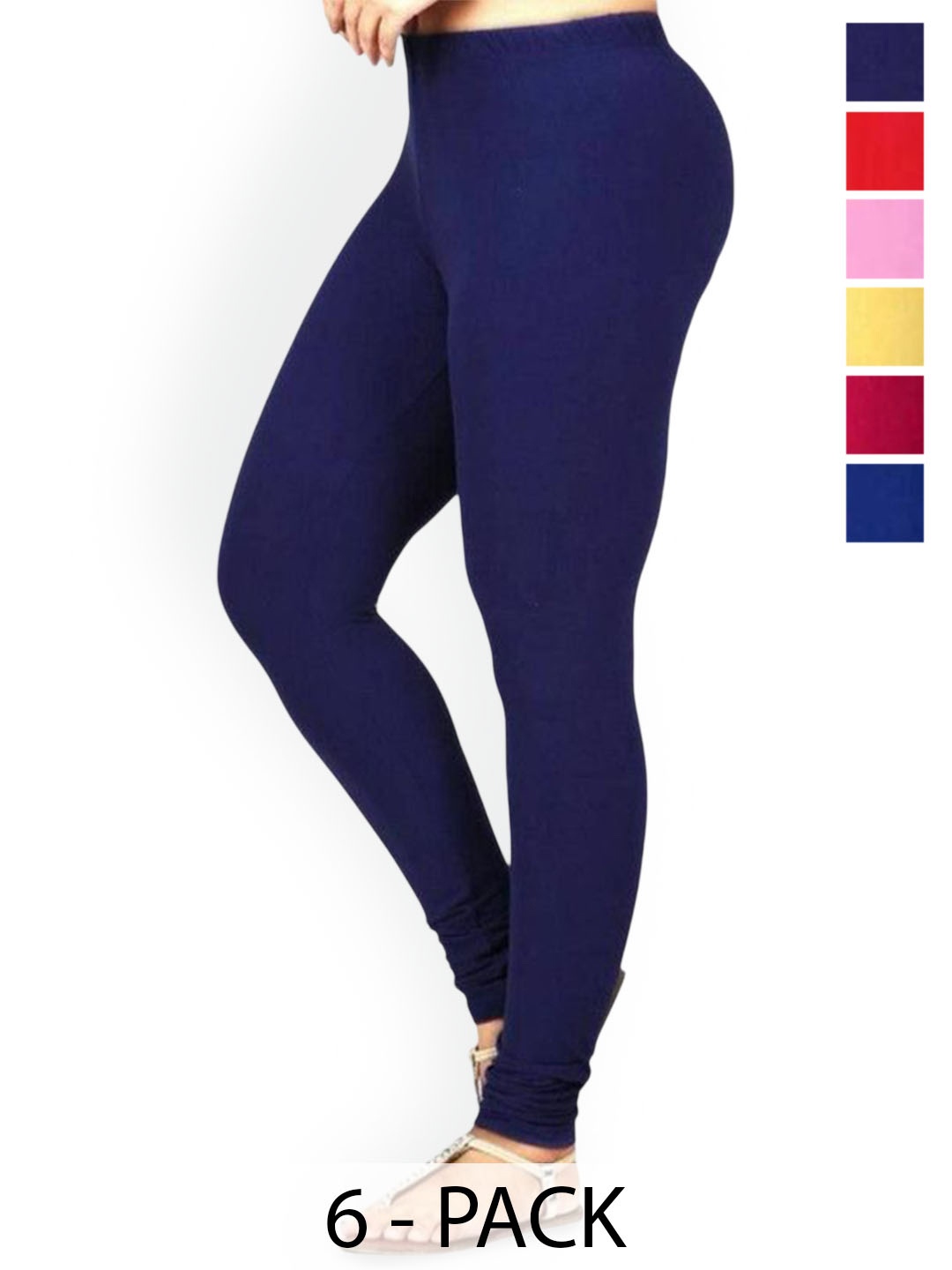

PR PINK ROYAL Pack Of 5 Anti-Pilling Churidar Length Leggings, Red