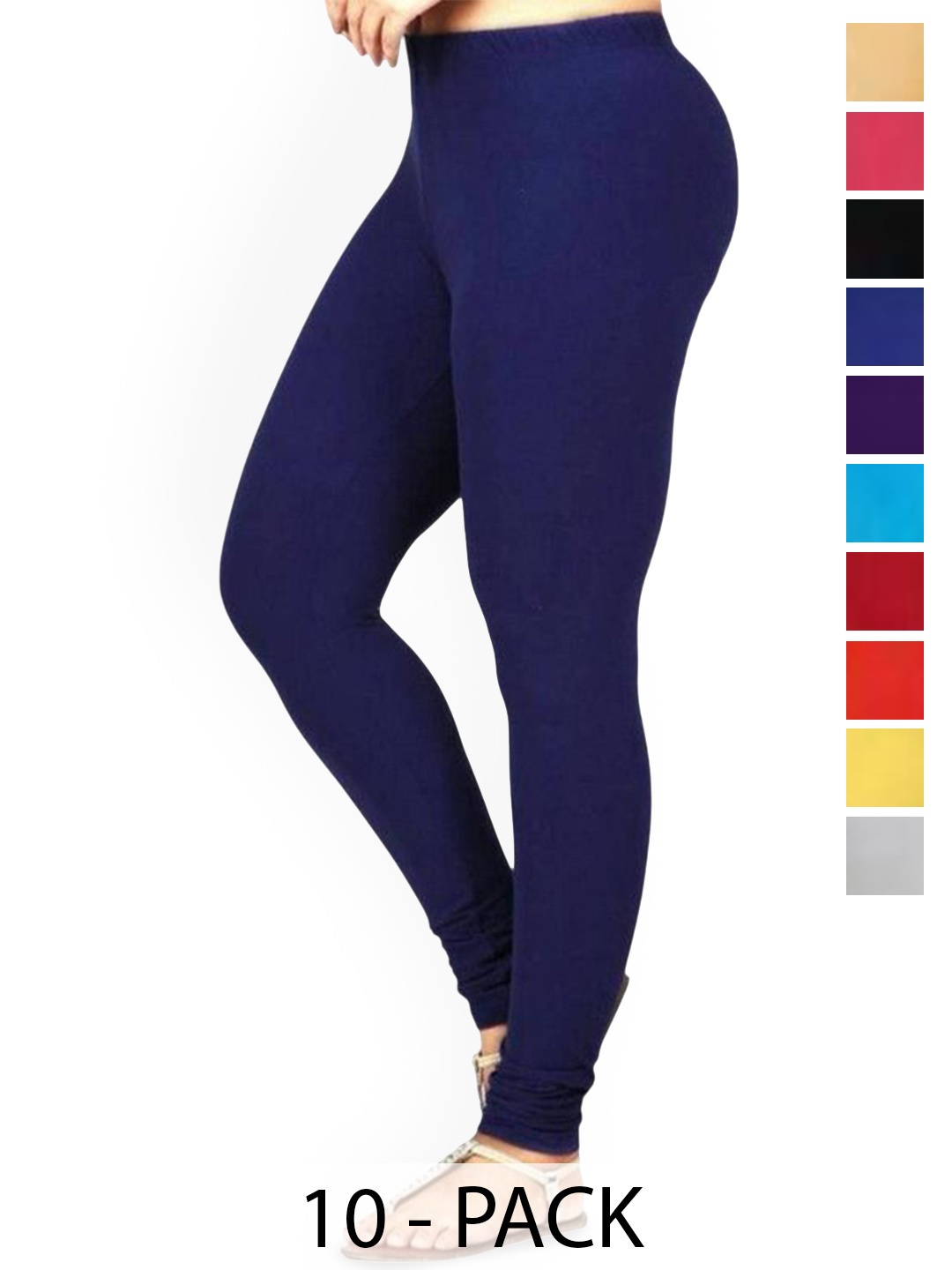 

PR PINK ROYAL Pack Of 10 Ankle-Length Leggings, Beige