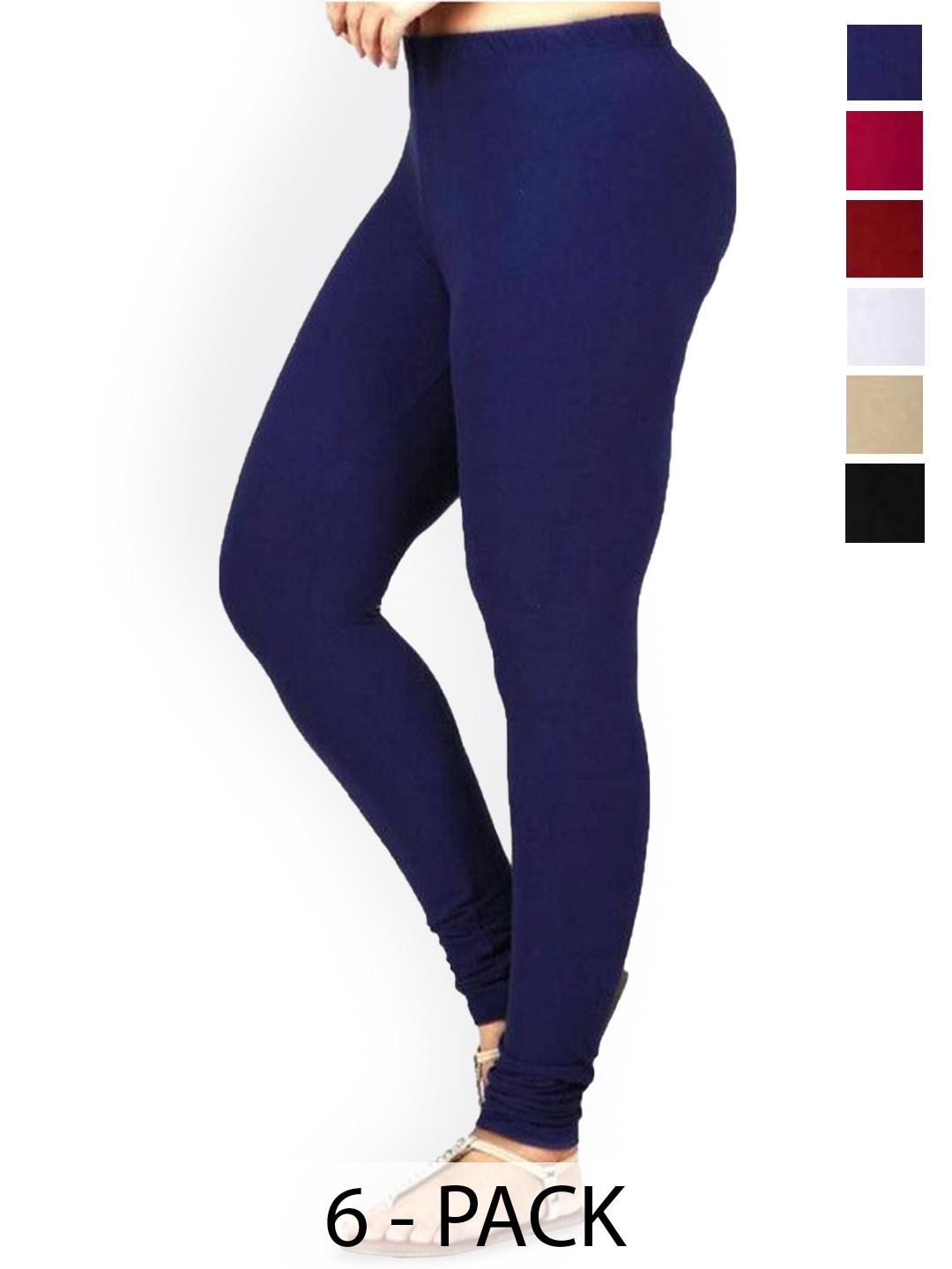 

PR PINK ROYAL Pack Of 5 Churidar-Length Leggings, Black