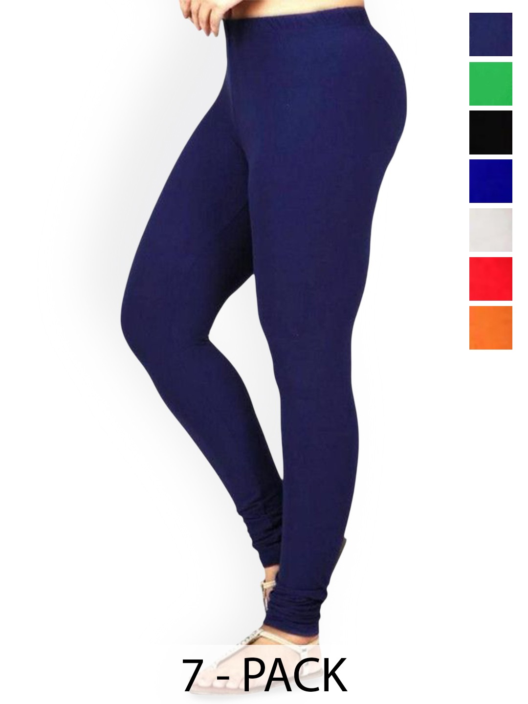 

PR PINK ROYAL Pack Of 6 Churidar-Length Leggings, Black