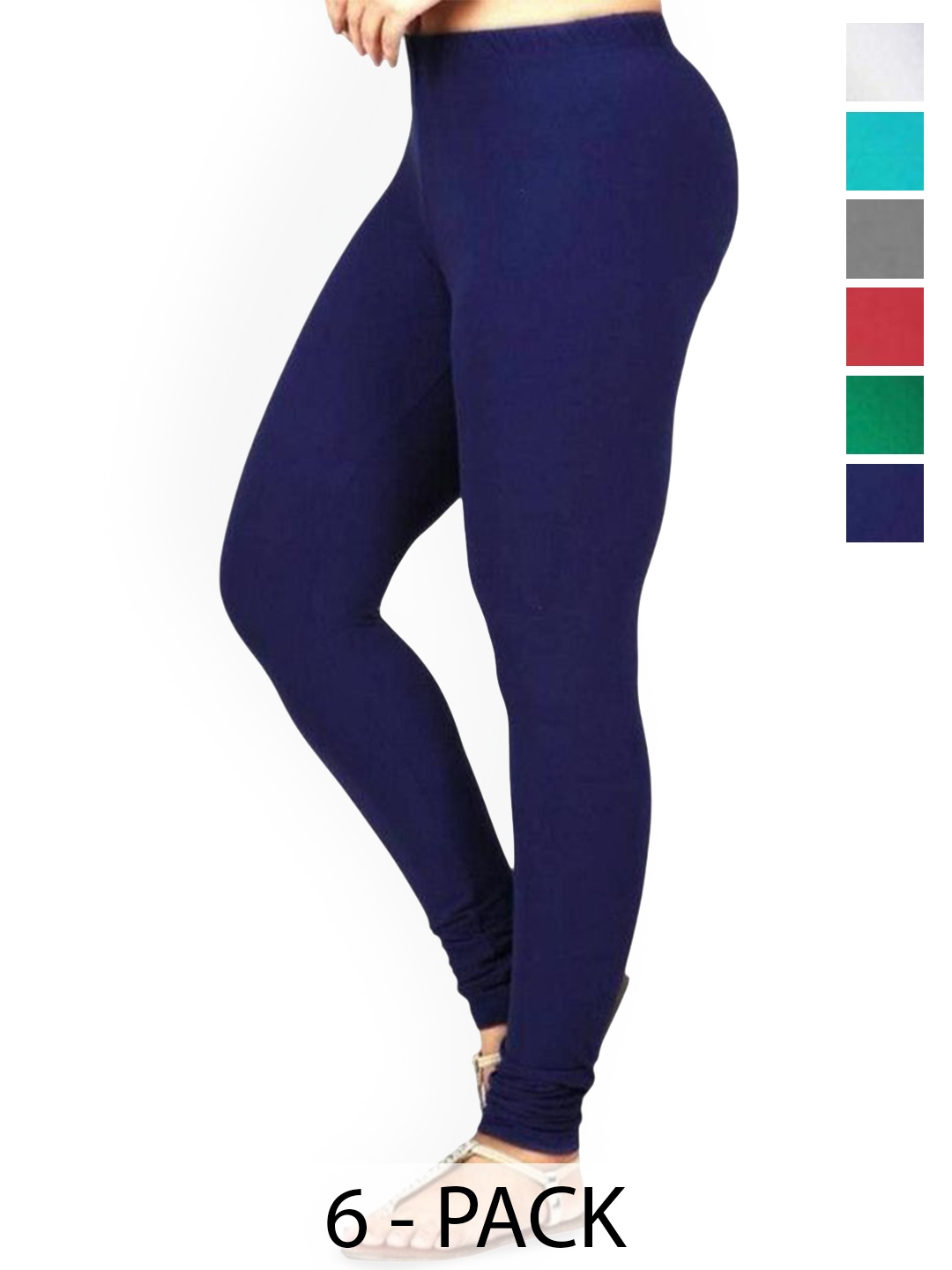 

PR PINK ROYAL Pack Of 5 Churidar-Length Leggings, White