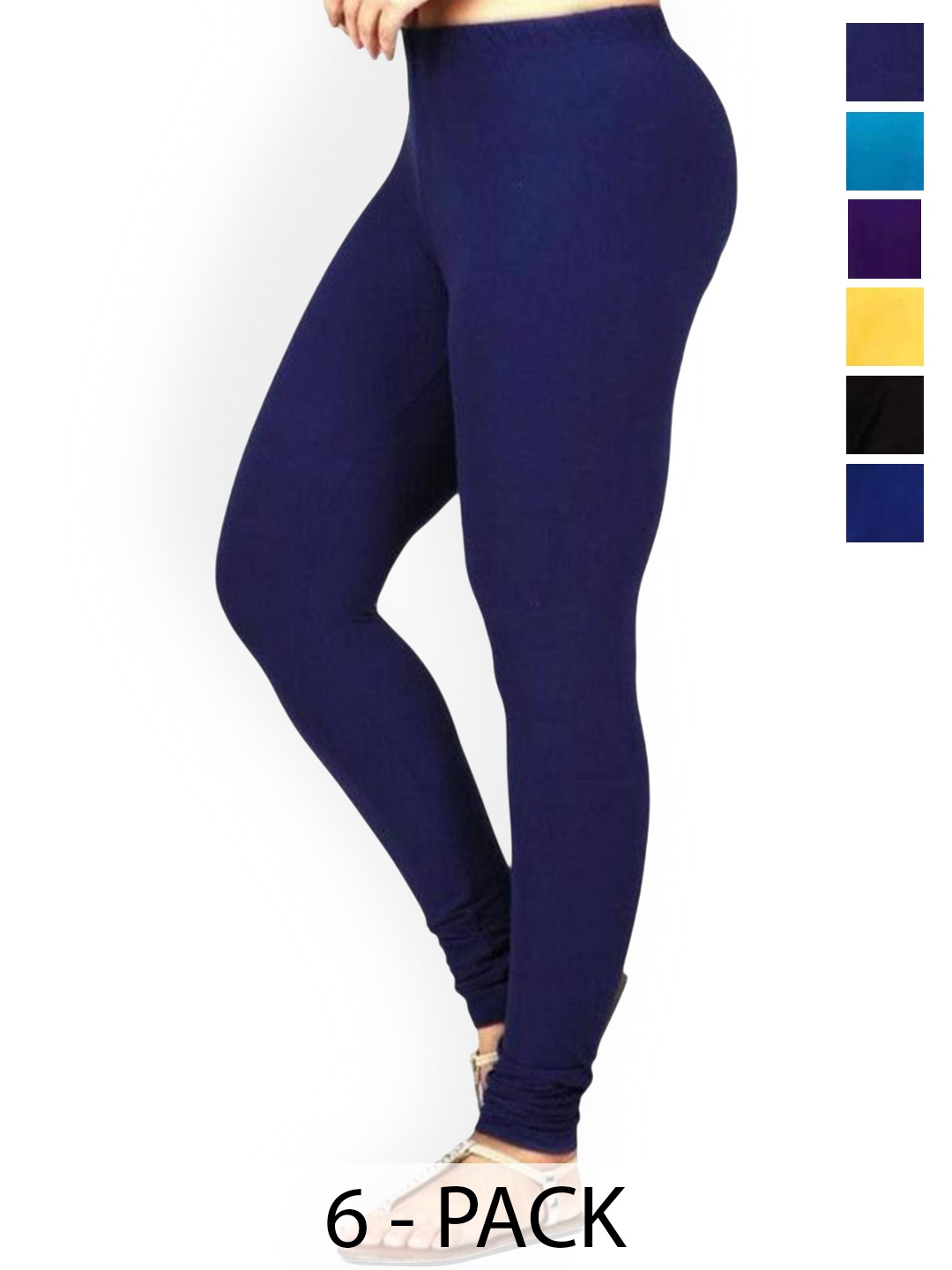 

PR PINK ROYAL Pack Of 5 Cotton Churidar Length Leggings, Navy blue