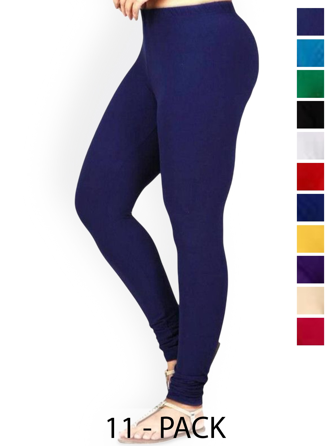 

PR PINK ROYAL Pack Of 10 Mid-Rise Churidar-LengthLeggings