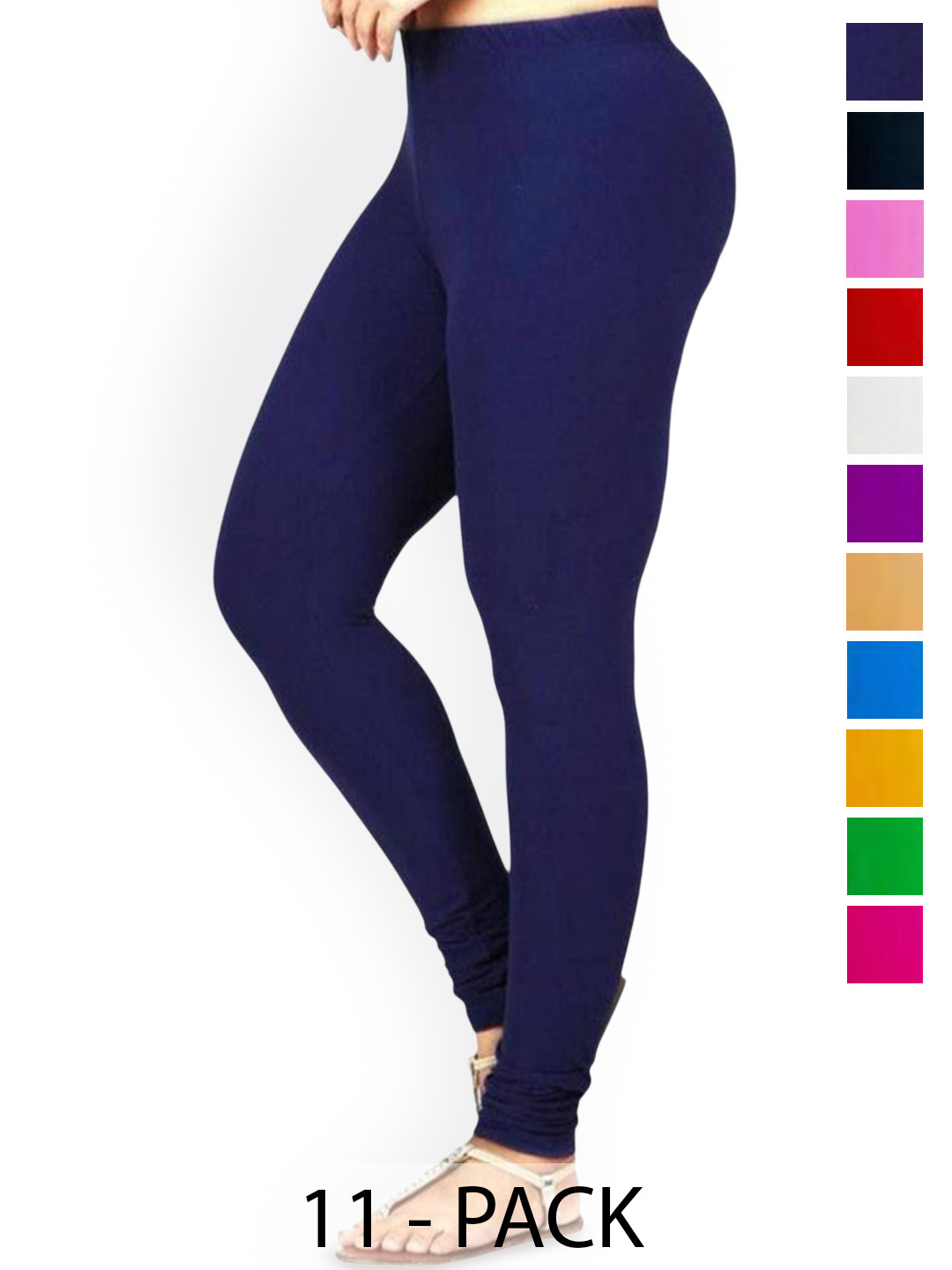 

PR PINK ROYAL Pack Of 10 Churidar-Length Leggings