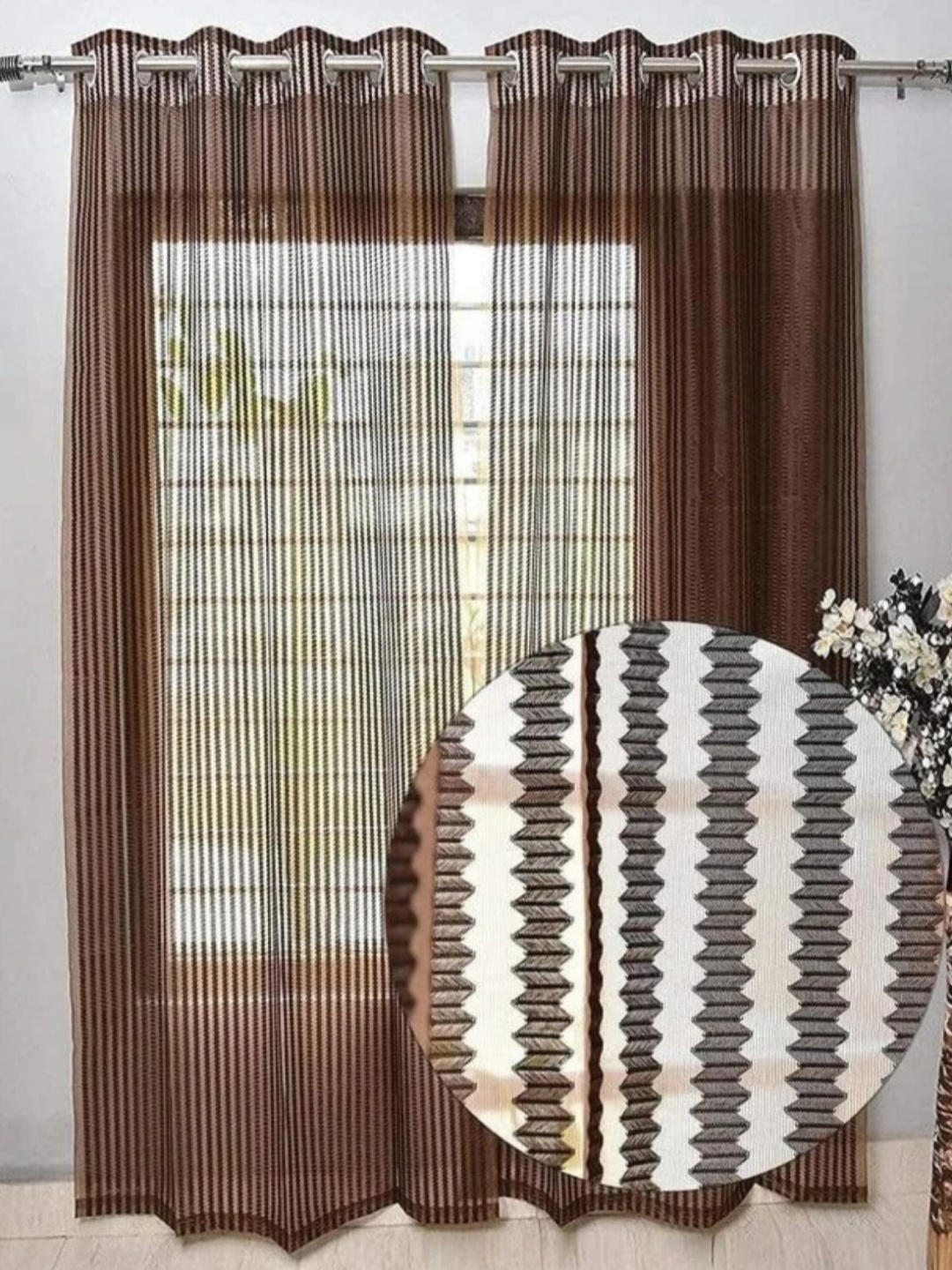 

GULISTAAN Coffee Brown Set of 2 Sheer Long Door
