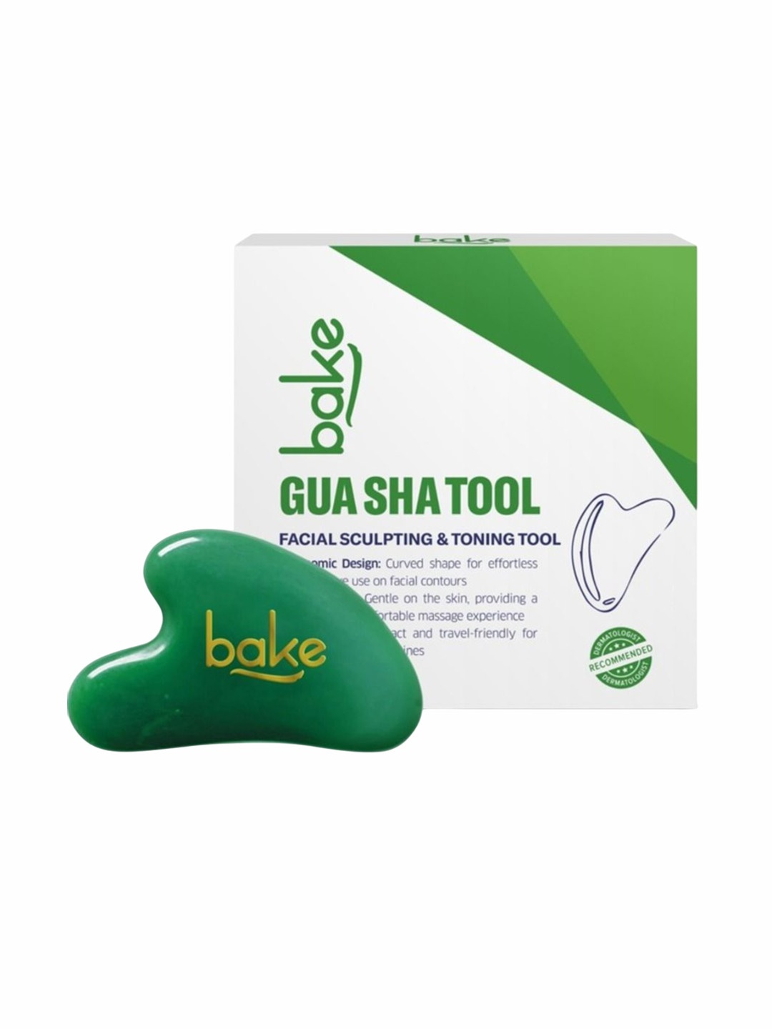

BAKE Jade Gua Sha Face Massage Tool for Glowing Skin, Blood Circulation & Reducing Stress, Green