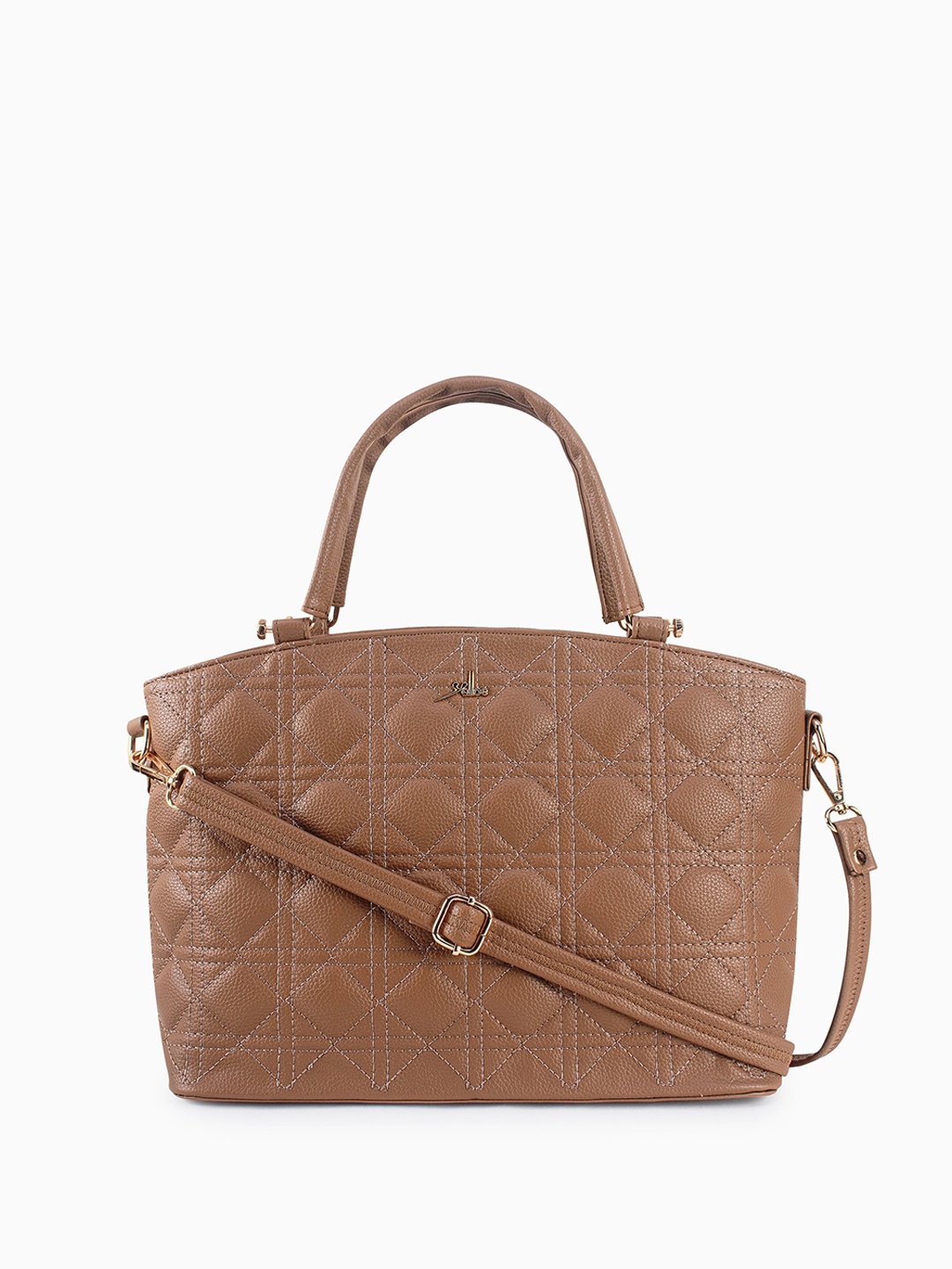 

yelloe Textured Shoulder Bag with Quilted, Beige