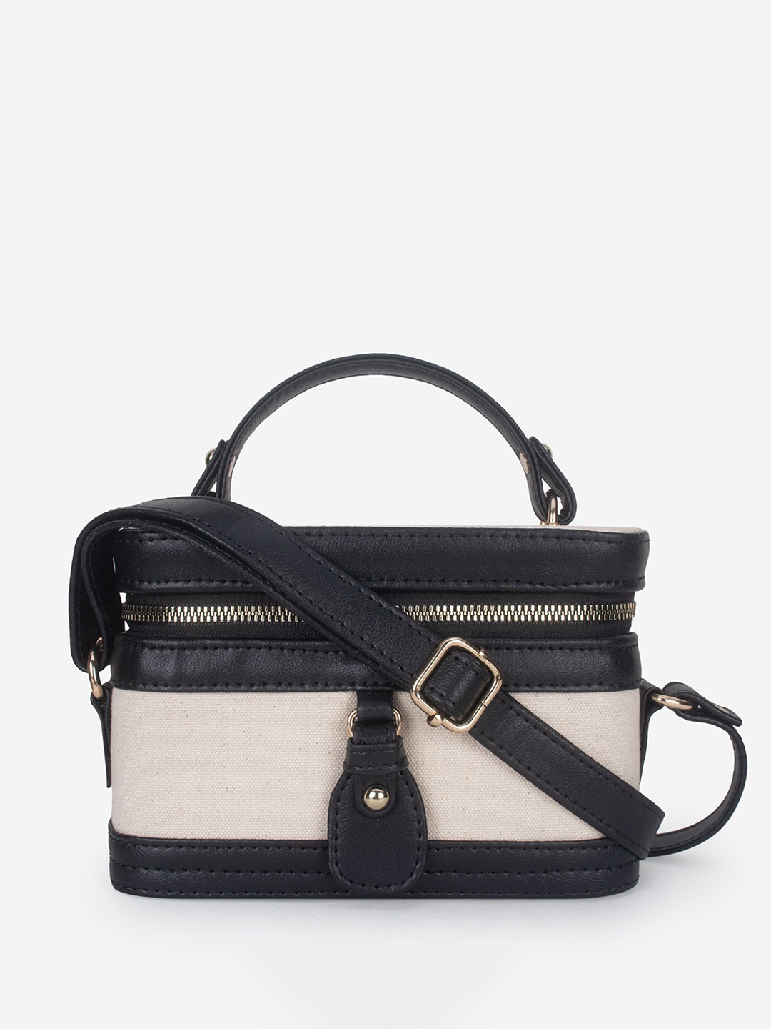 

yelloe Colourblocked Bucket Sling Bag, Off white