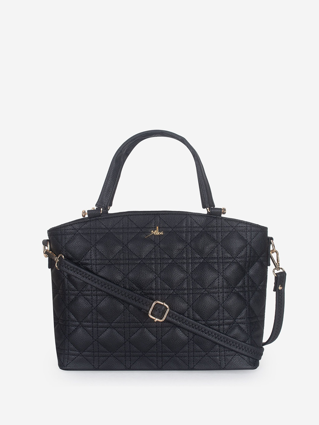 

yelloe Textured Shoulder Bag with Quilted, Black