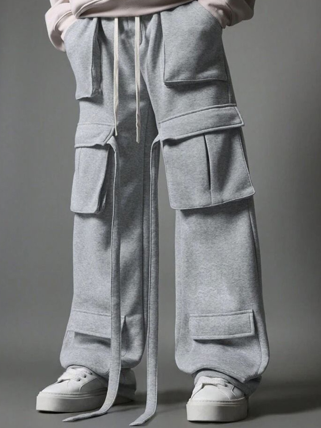 

TABADTOD Men Striped Relaxed Loose Fit Trousers, Grey