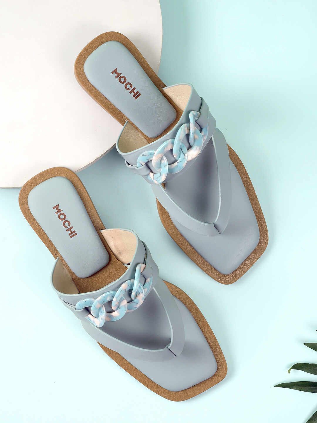 

Mochi Women Open Toe Flats, Blue