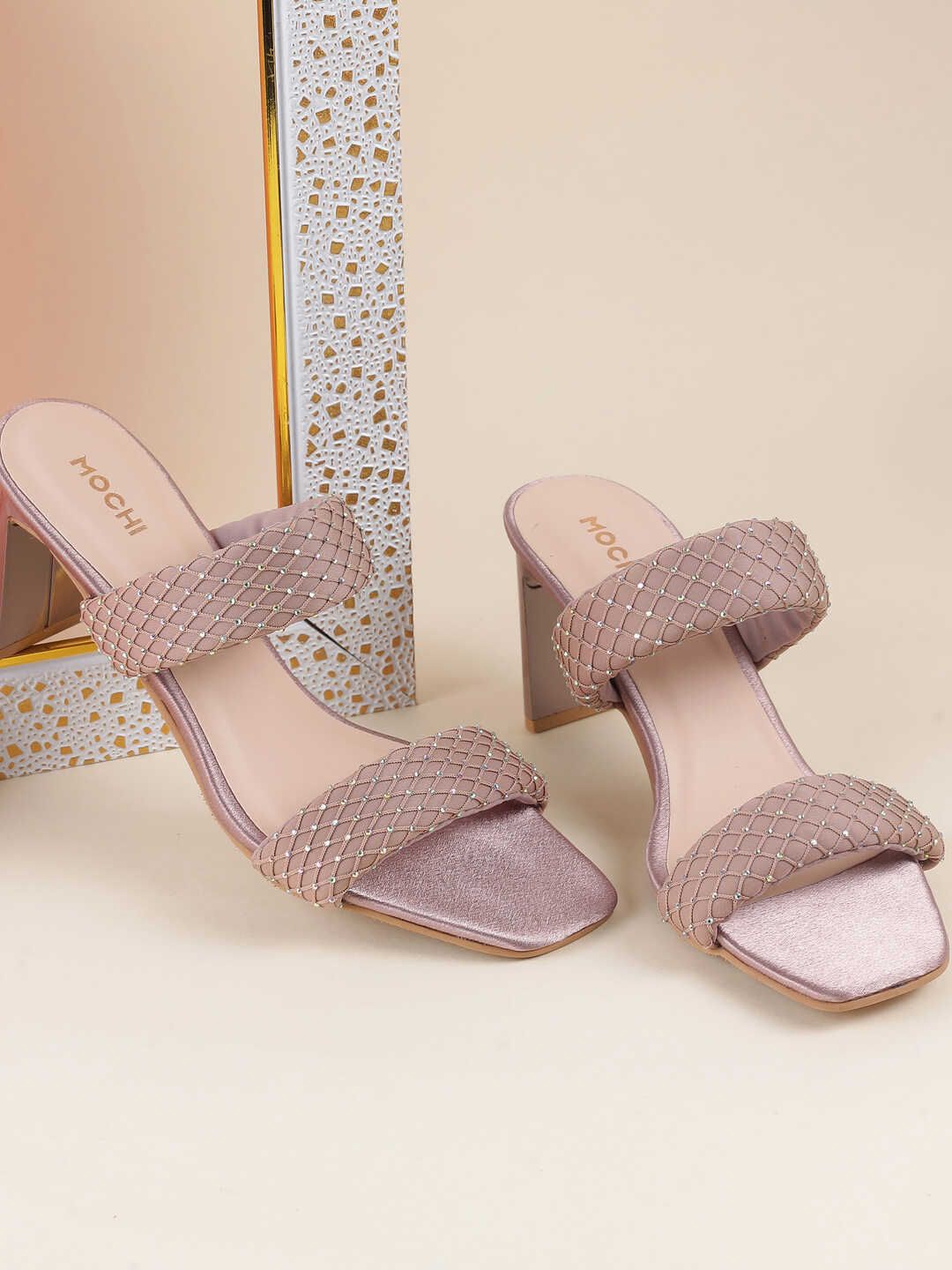 

Mochi Textured Block Sandals, Pink