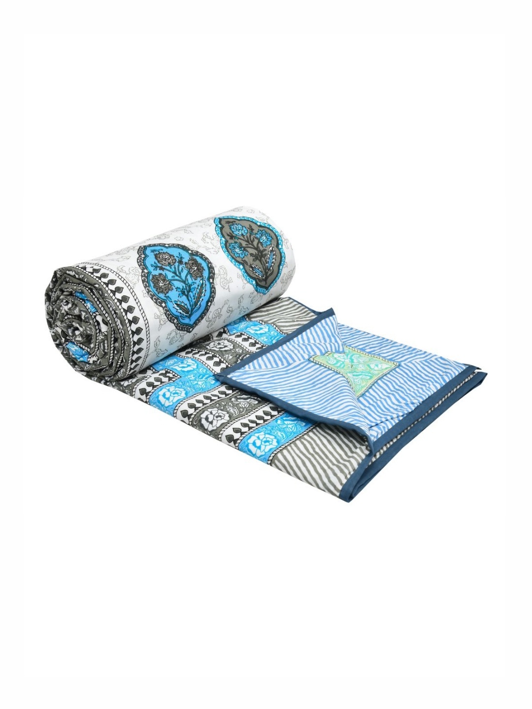 

BLOCKS OF INDIA Blue & White Ethnic Motifs Printed Cotton AC Room 150 GSM Double Bed Dohar