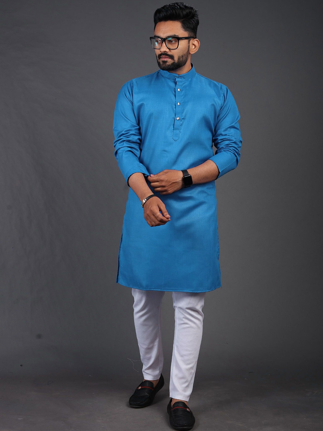 

BAESD Mandarin Collar Straight Kurta, Blue