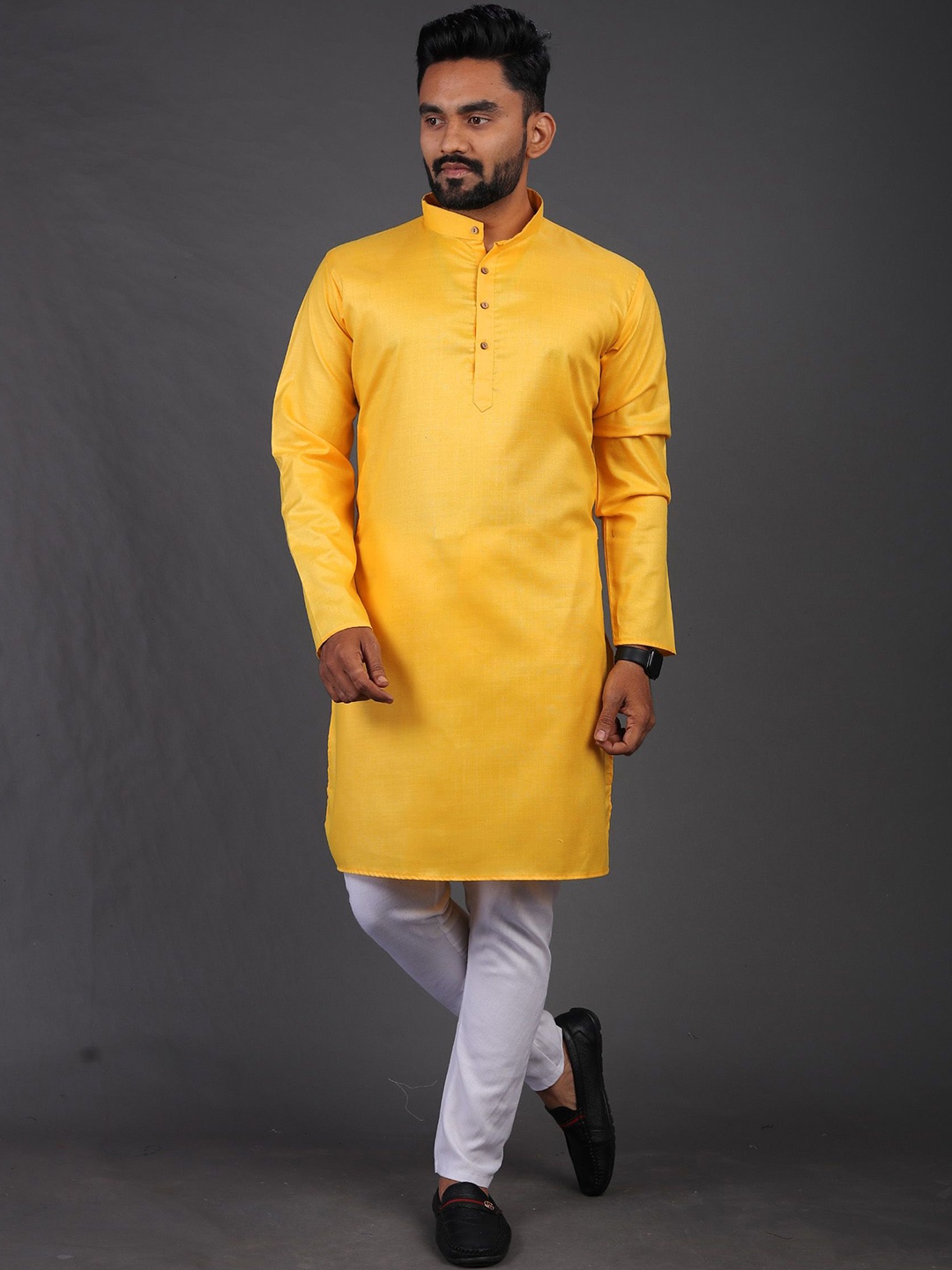 

BAESD Mandarin Collar Straight Kurta, Yellow
