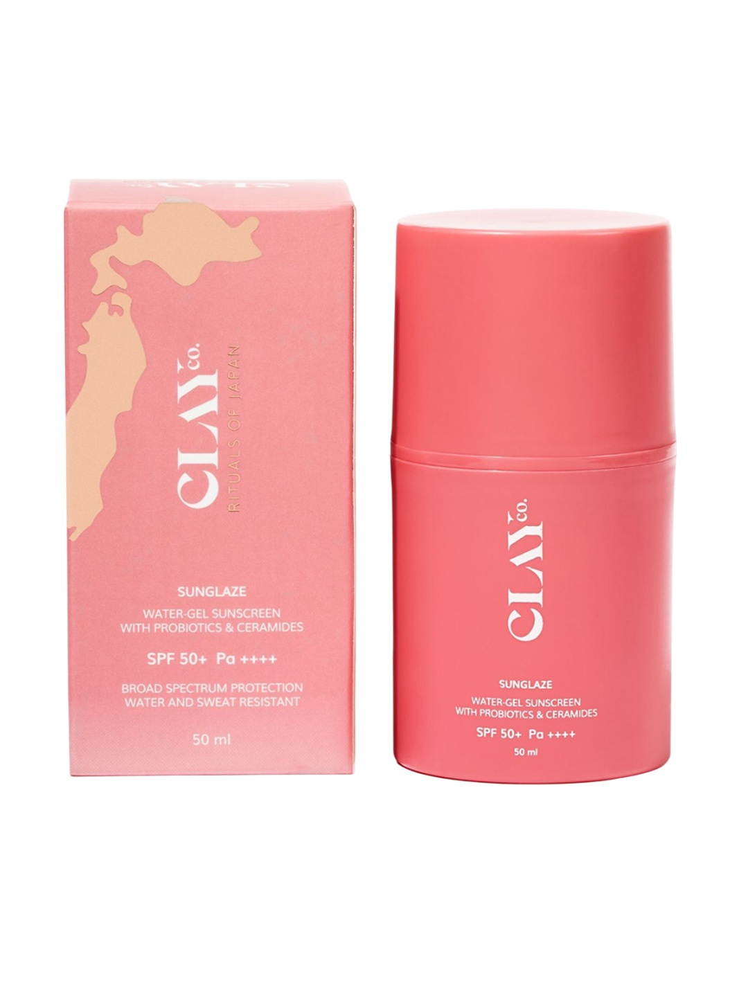 

CLAYco. Sunglaze Sunscreen SPF 50 PA ++++ With Probiotic & Ceramides- 50 ml, White