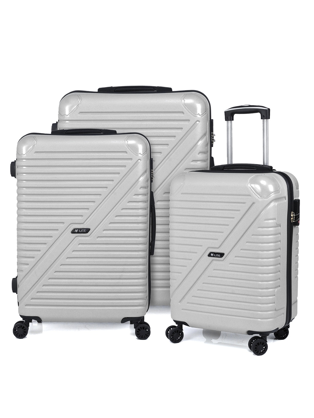 

V By Verage Horizon Set of 3 Hard Sided Suitcases, Silver